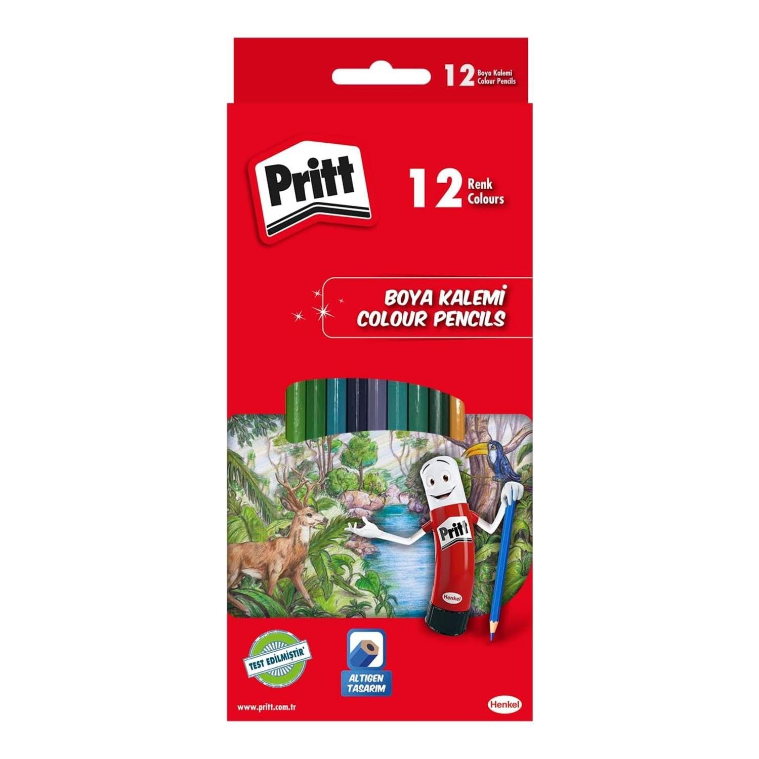 PrittPritt Karton Kutu Tam Boy Kuru Boya 12 Renk (1219734)