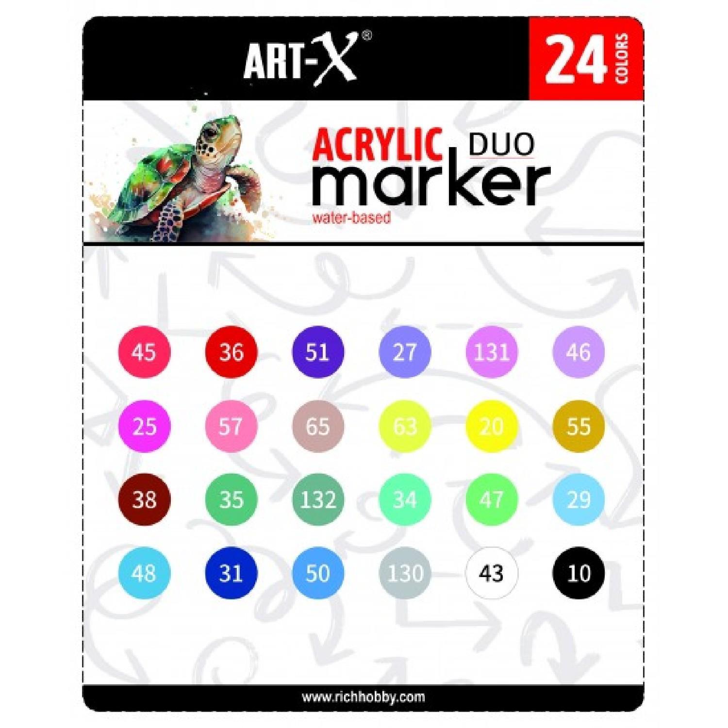 RİCHRich Art-X Acrylic Marker Duo Su Bazlı Çift Uçlu Kalem 24 Renk (18054)