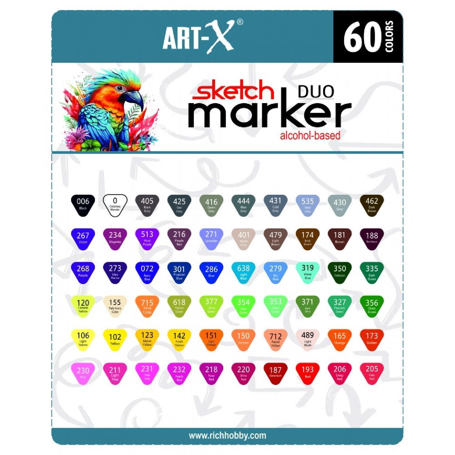 RİCHRich Art-X Sketch Marker Duo Su Bazlı Çift Uçlu Kalem 60 Renk (KOD: 18050)