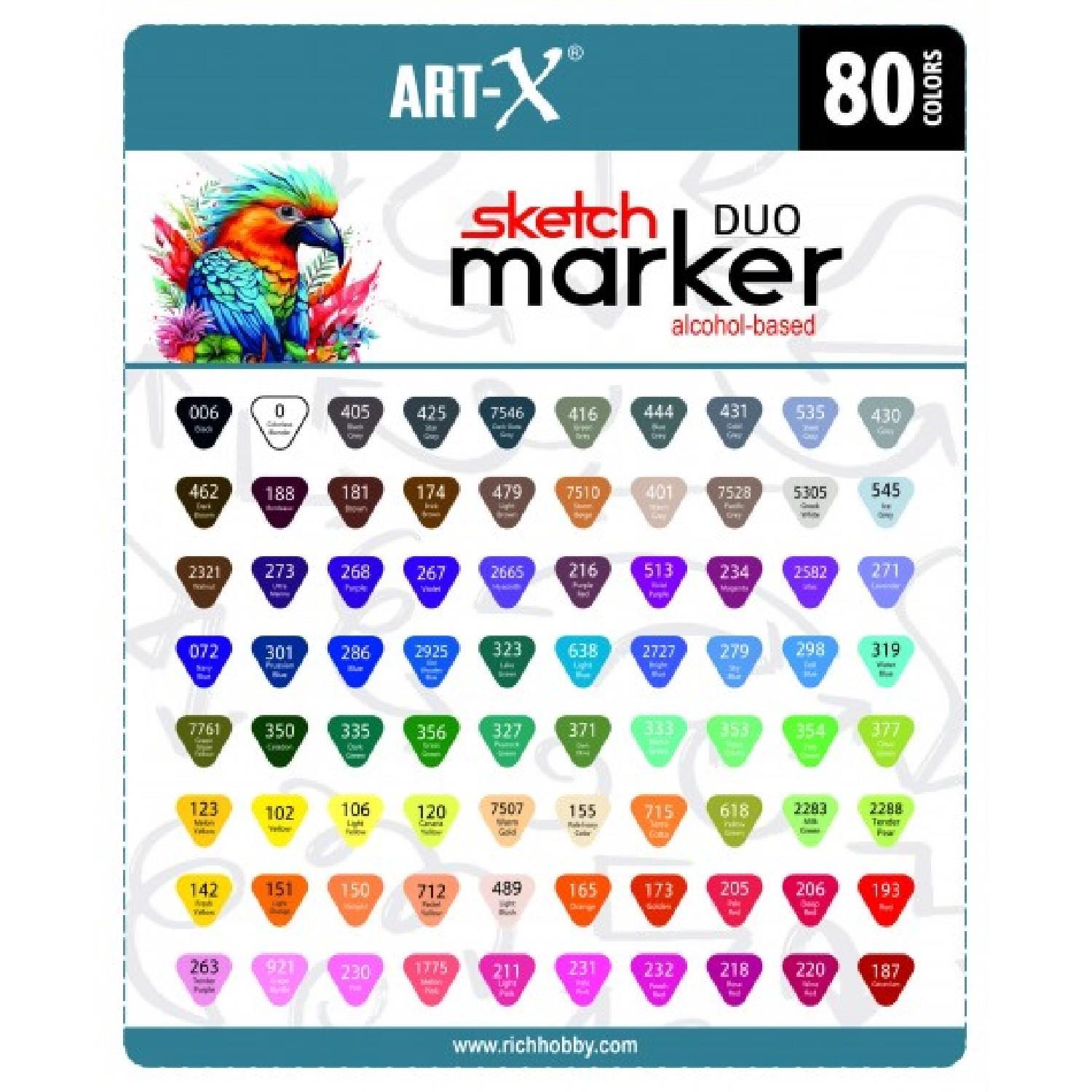 RİCHRich Art-X Sketch Marker Duo Su Bazlı Çift Uçlu Kalem 80 Renk (KOD: 18051)
