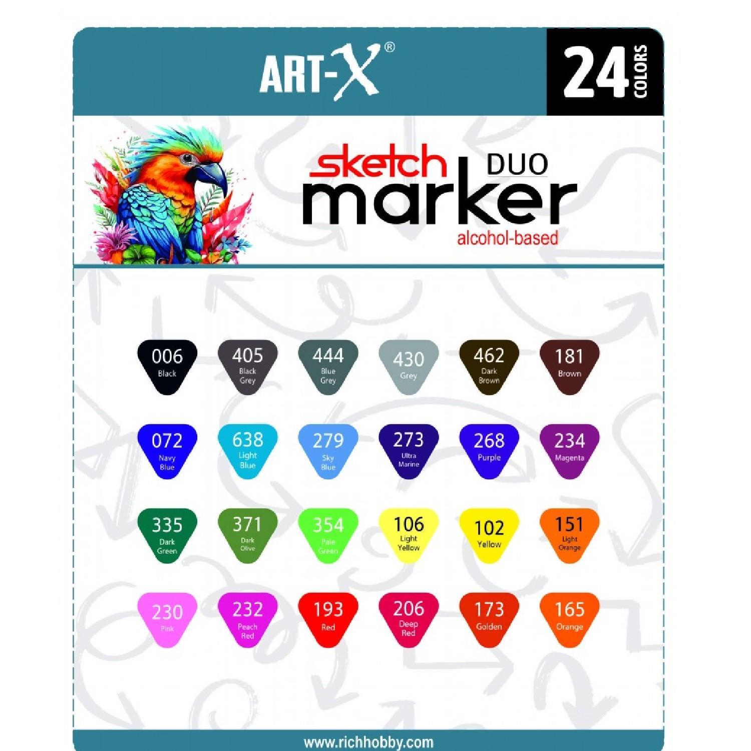 RİCHRich Art-X Sketch Marker Duo Su Bazlı Çift Uçlu Kalem 24 Renk (KOD: 18047)