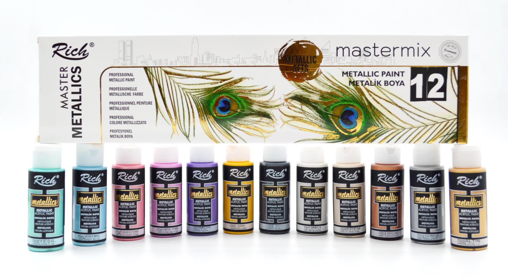 RİCHRich Mastermix Akrilik Boya 60 cc 12 li Metalik Renkler