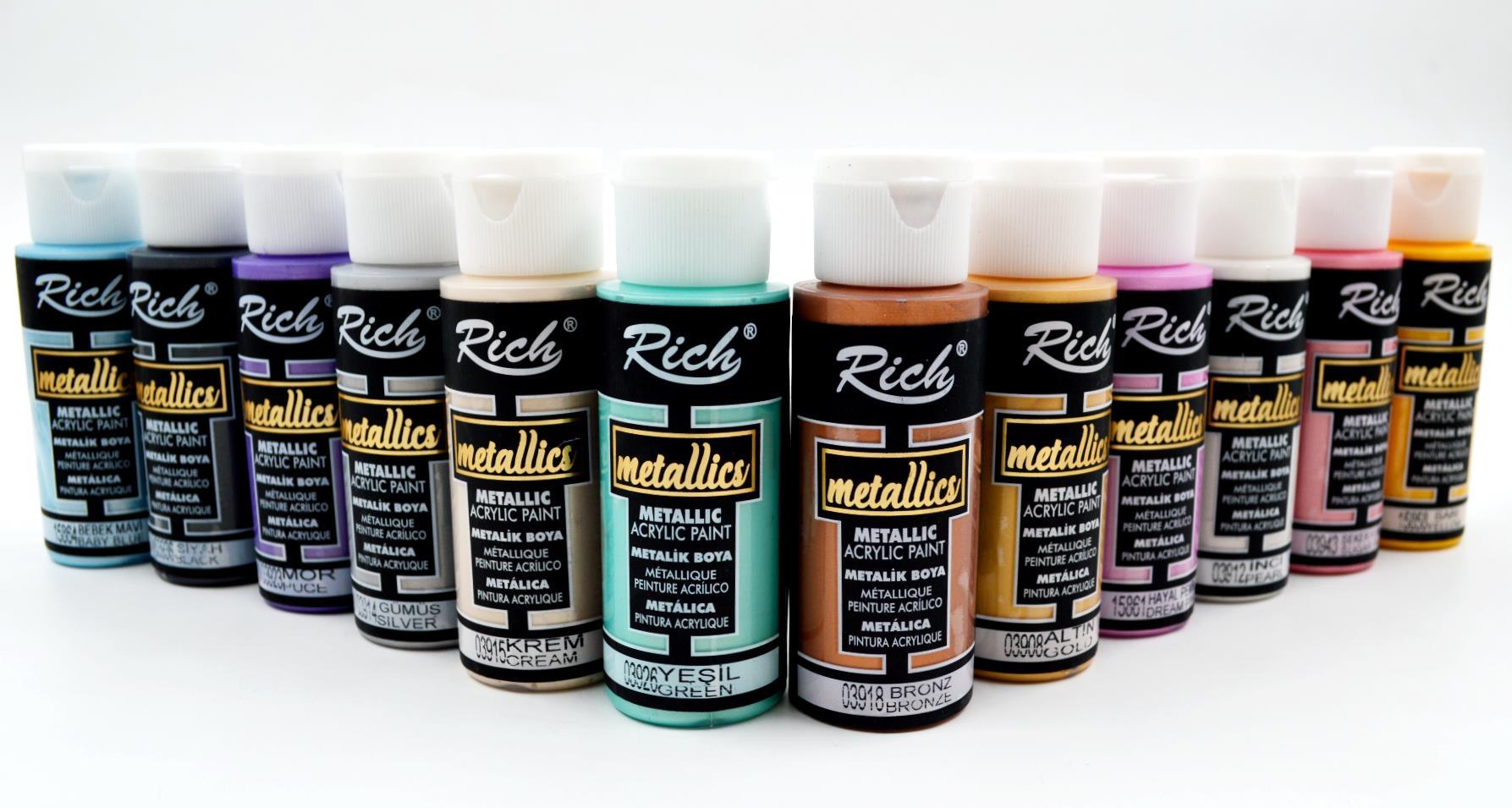 RİCHRich Mastermix Akrilik Boya 60 cc 12 li Metalik Renkler