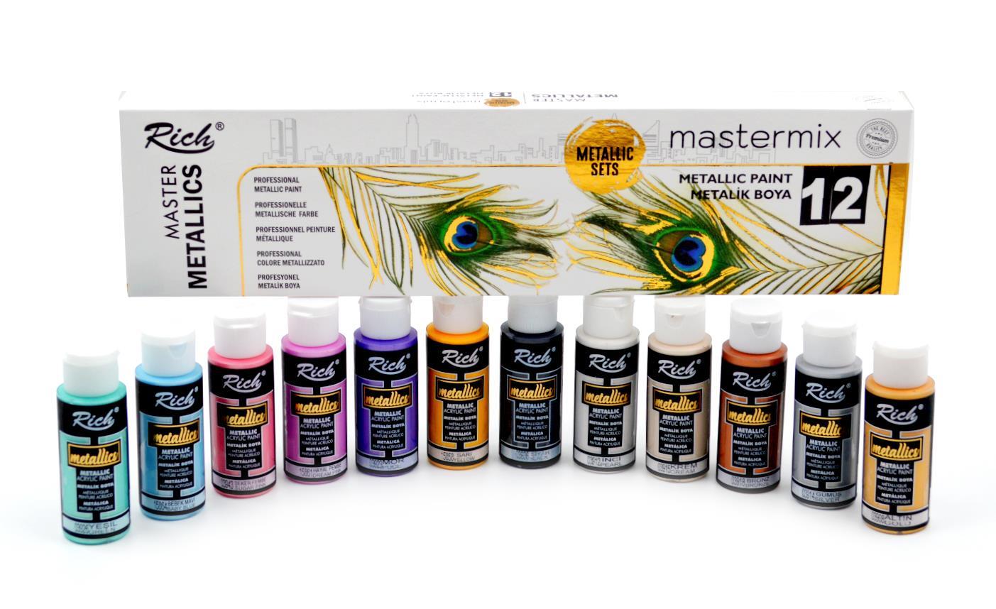 RİCHRich Mastermix Akrilik Boya 60 cc 12 li Metalik Renkler