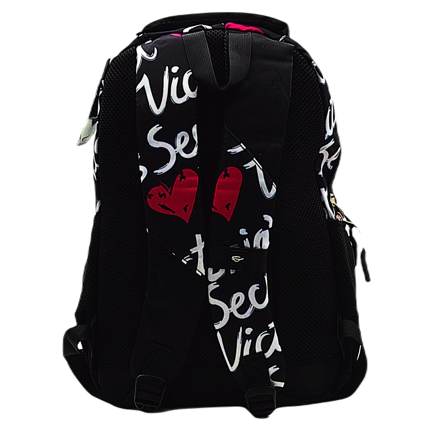 SazioSazio Pop Cool Sidley 4 Bölmeli Okul Sırt Çantası Siyah (161955)