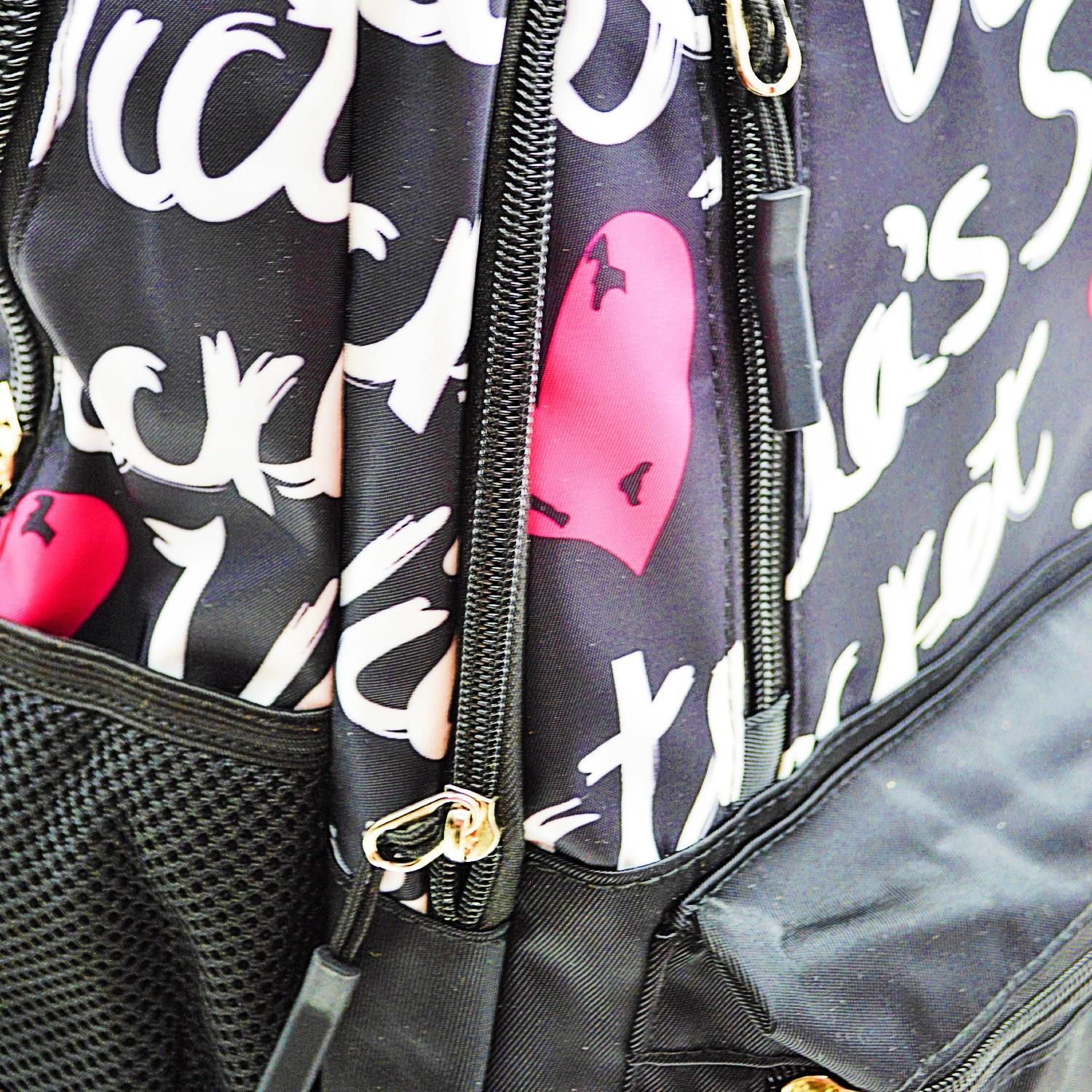 SazioSazio Pop Cool Sidley 4 Bölmeli Okul Sırt Çantası Siyah (161955)