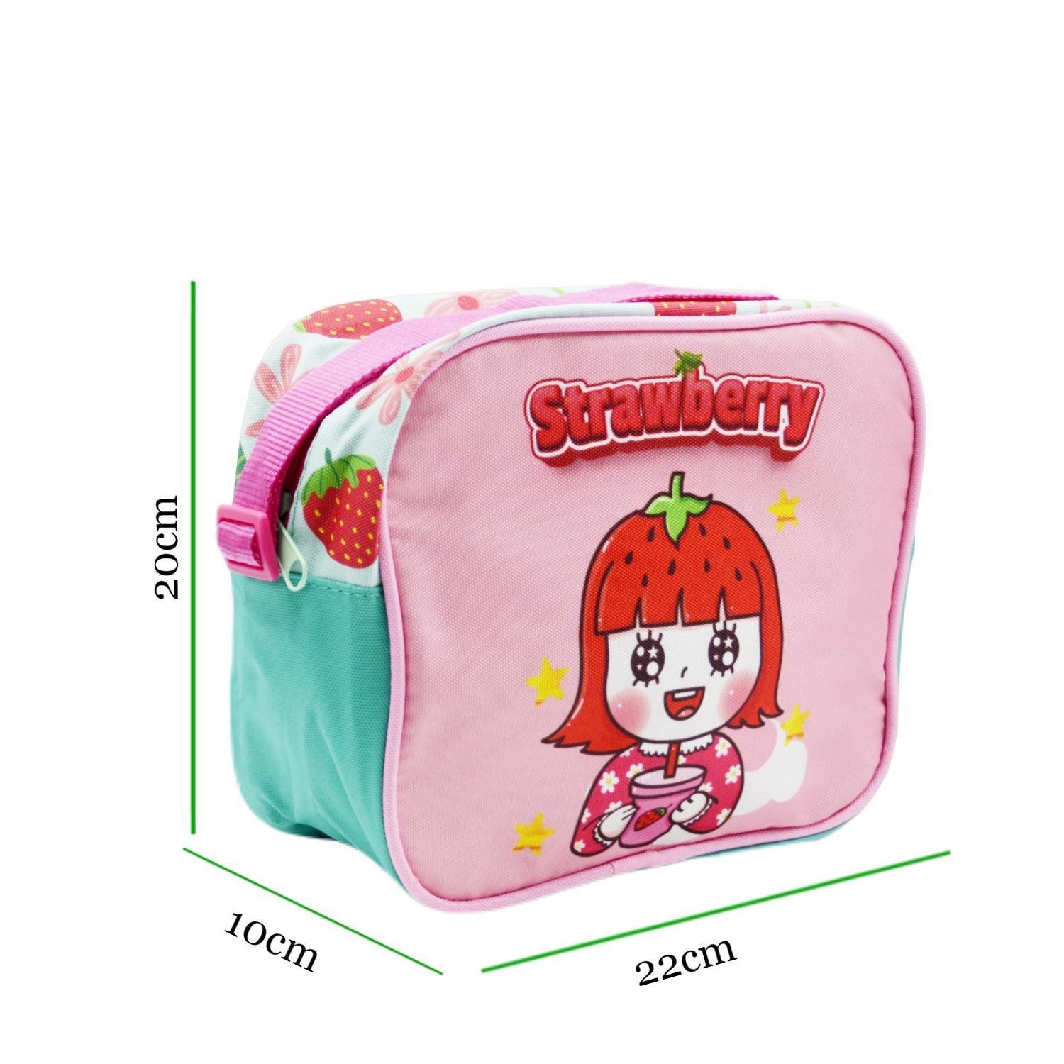 SentorSentor 3 Bölmeli İlkokul Okul Sırt Çantası Ve Beslenme Çantası Strawberry Turkuaz-Pembe