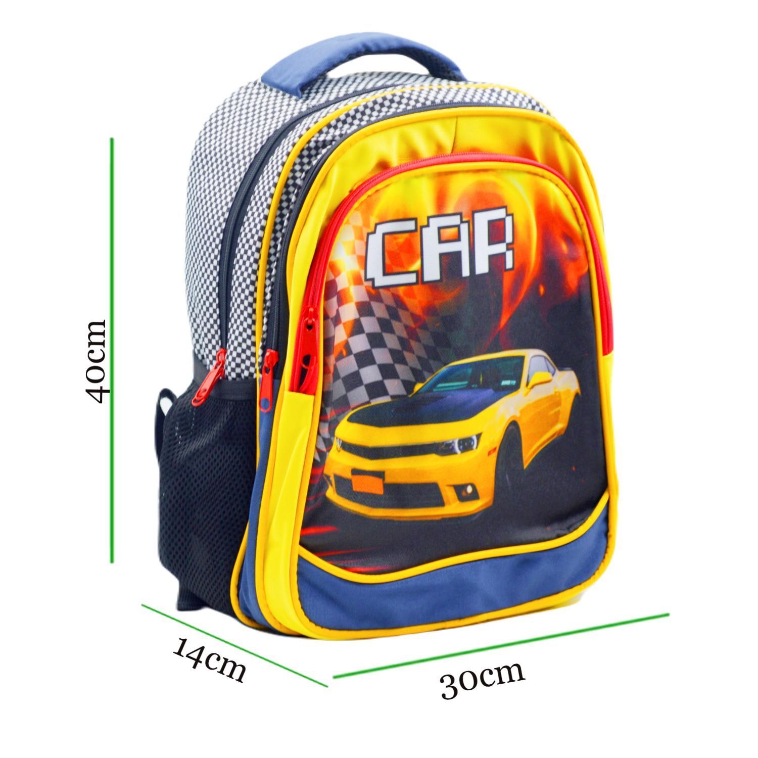 SentorSentor 3 Bölmeli İlkokul Okul Sırt Çantası Ve Beslenme Çantası Car Sarı