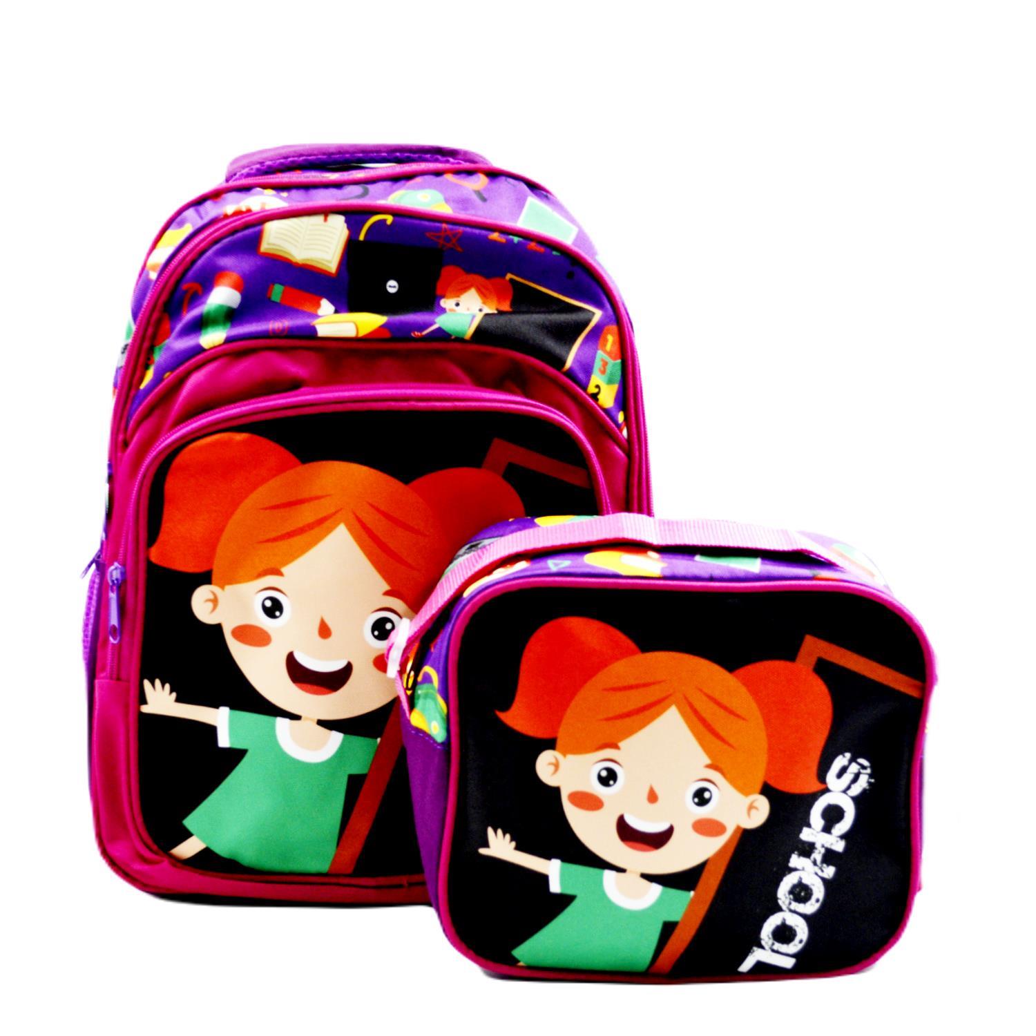 SentorSentor 3 Bölmeli İlkokul Okul Sırt Çantası Ve Beslenme Çantası School Siyah-Mor