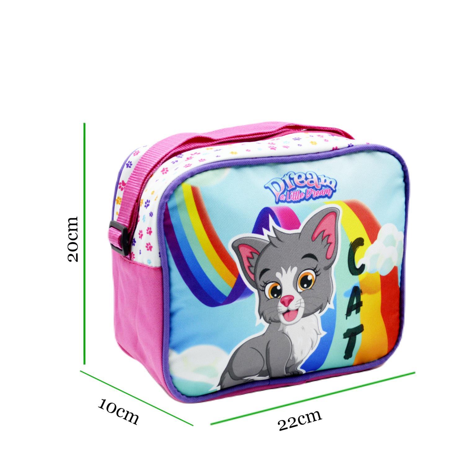 SentorSentor 3 Bölmeli İlkokul Okul Sırt Çantası Ve Beslenme Çantası Kedi Pembe