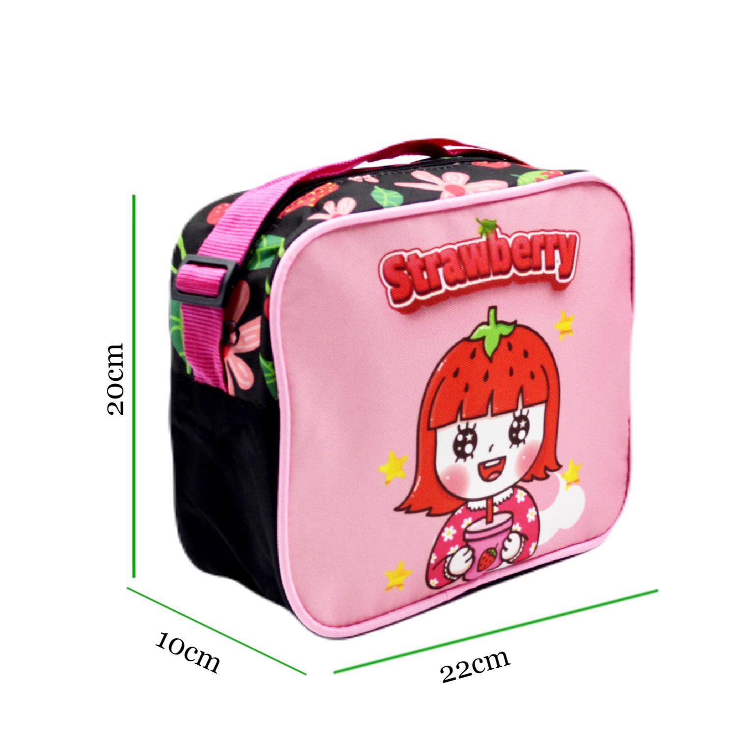 SentorSentor 3 Bölmeli İlkokul Okul Sırt Çantası Ve Beslenme Çantası Strawberry Pembe-Siyah