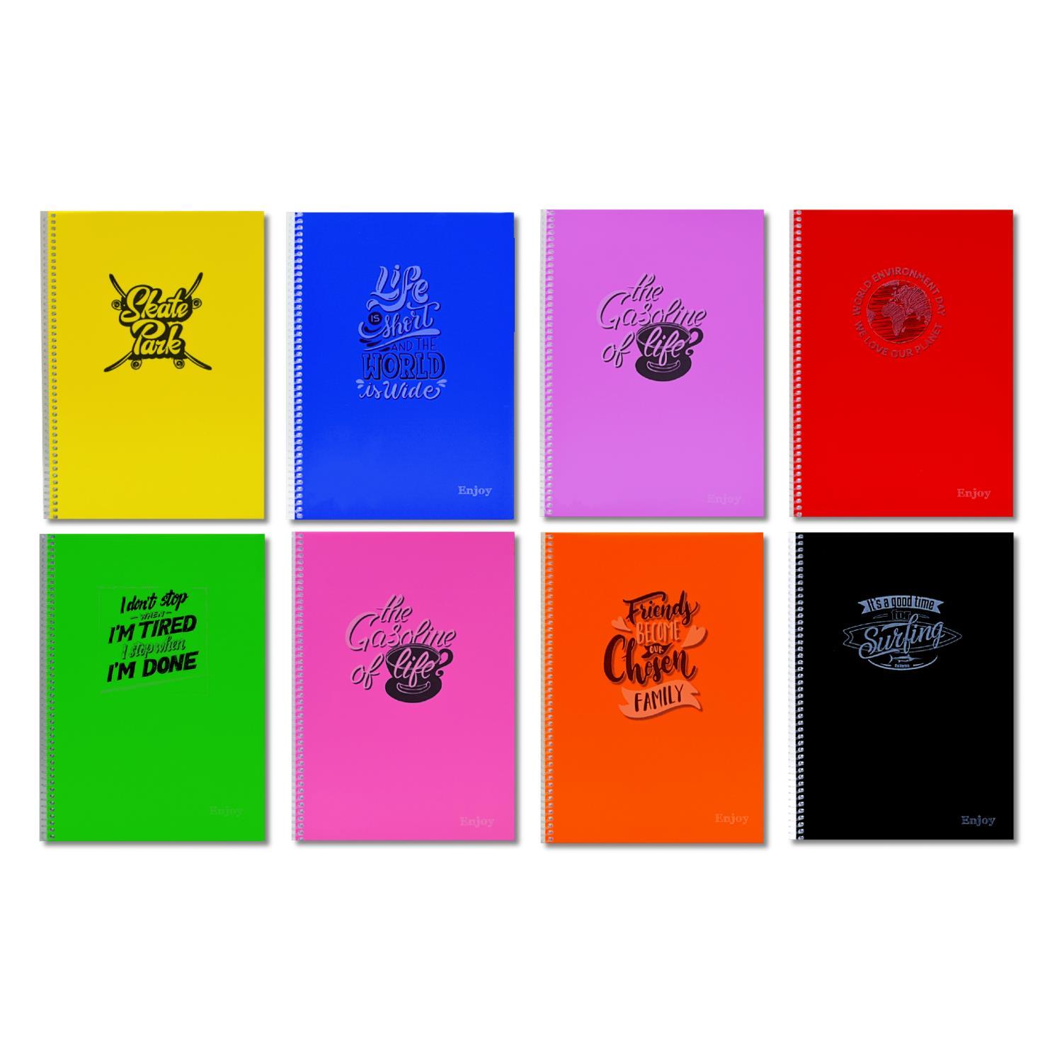 SimSim Enjoy A4 96 Yaprak Plastik Kapak Spiralli Defter DÜz 