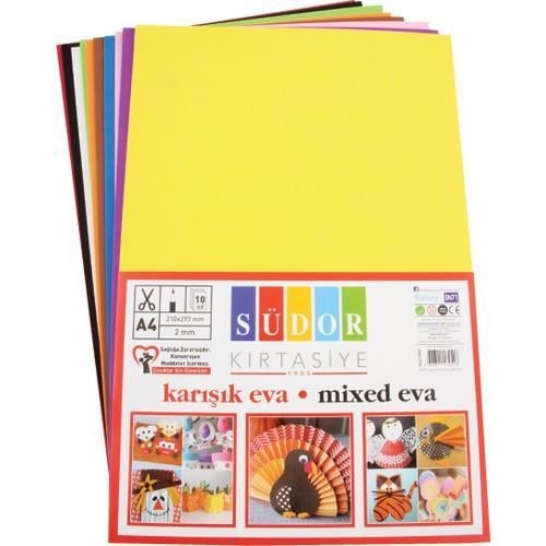 SÜDORSüdor Düz Eva 20x30 Cm 2 Mm 10 Renk Karışık 1 Paket