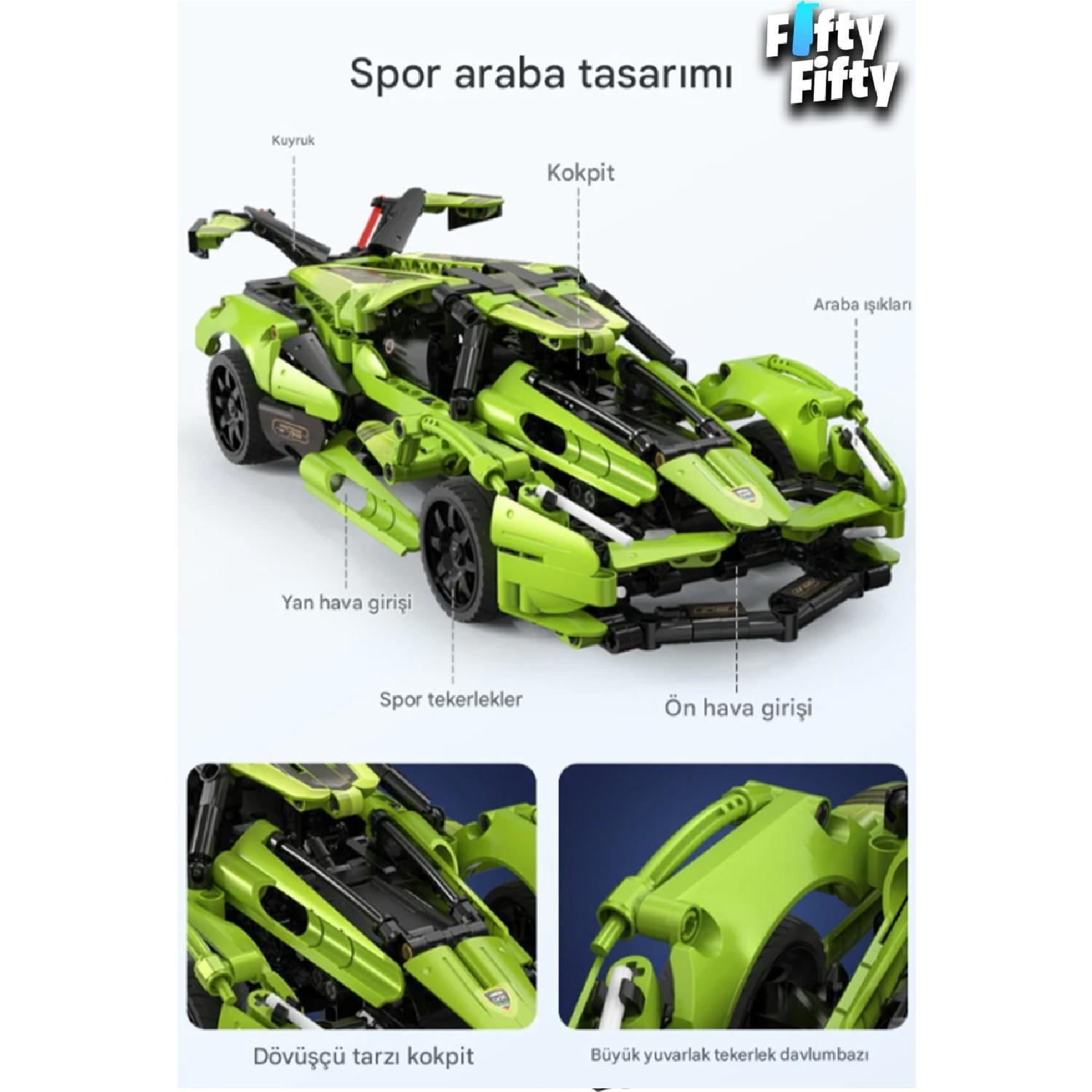 Vagonlif Cada Spor Yeşil Blade Yarış Arabası Block Lego Yapı