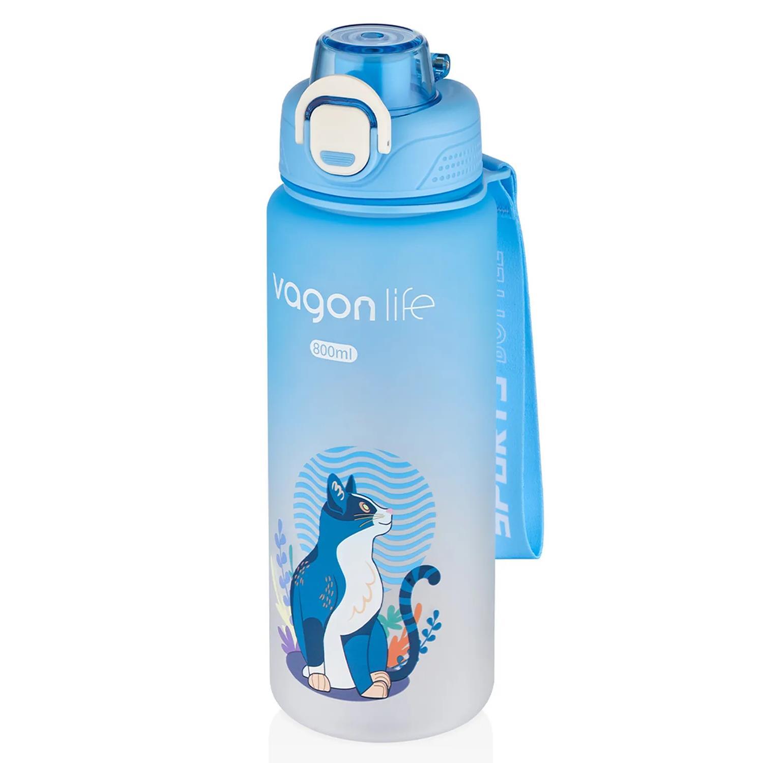 VagonlifeVagonlife Figürlü Su Matarası 800 ml Pipetli/Pipetsiz Çift Kullanım Sticker Hediyeli VGN2352