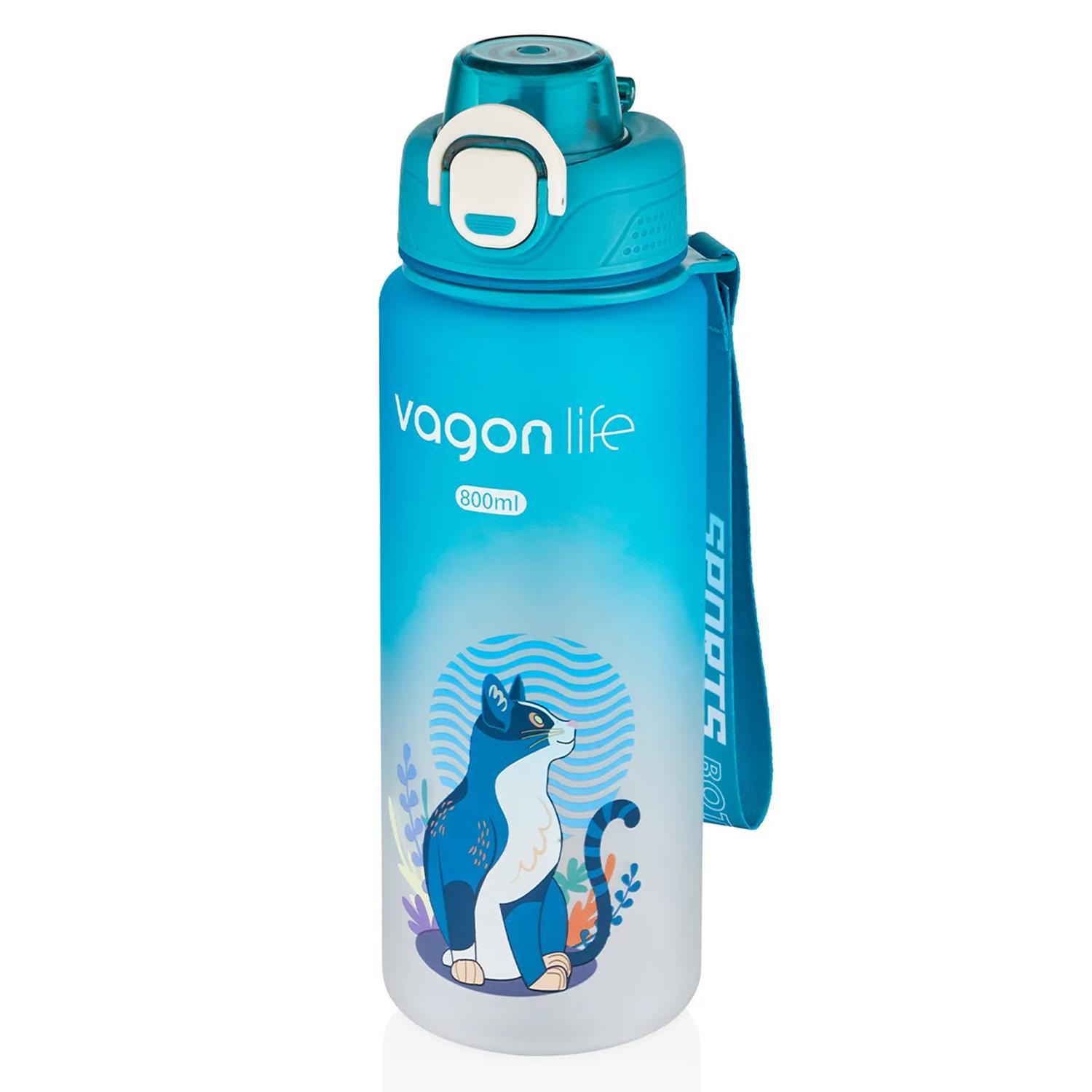 VagonlifeVagonlife Figürlü Su Matarası 800 ml Pipetli/Pipetsiz Çift Kullanım Sticker Hediyeli VGN2352