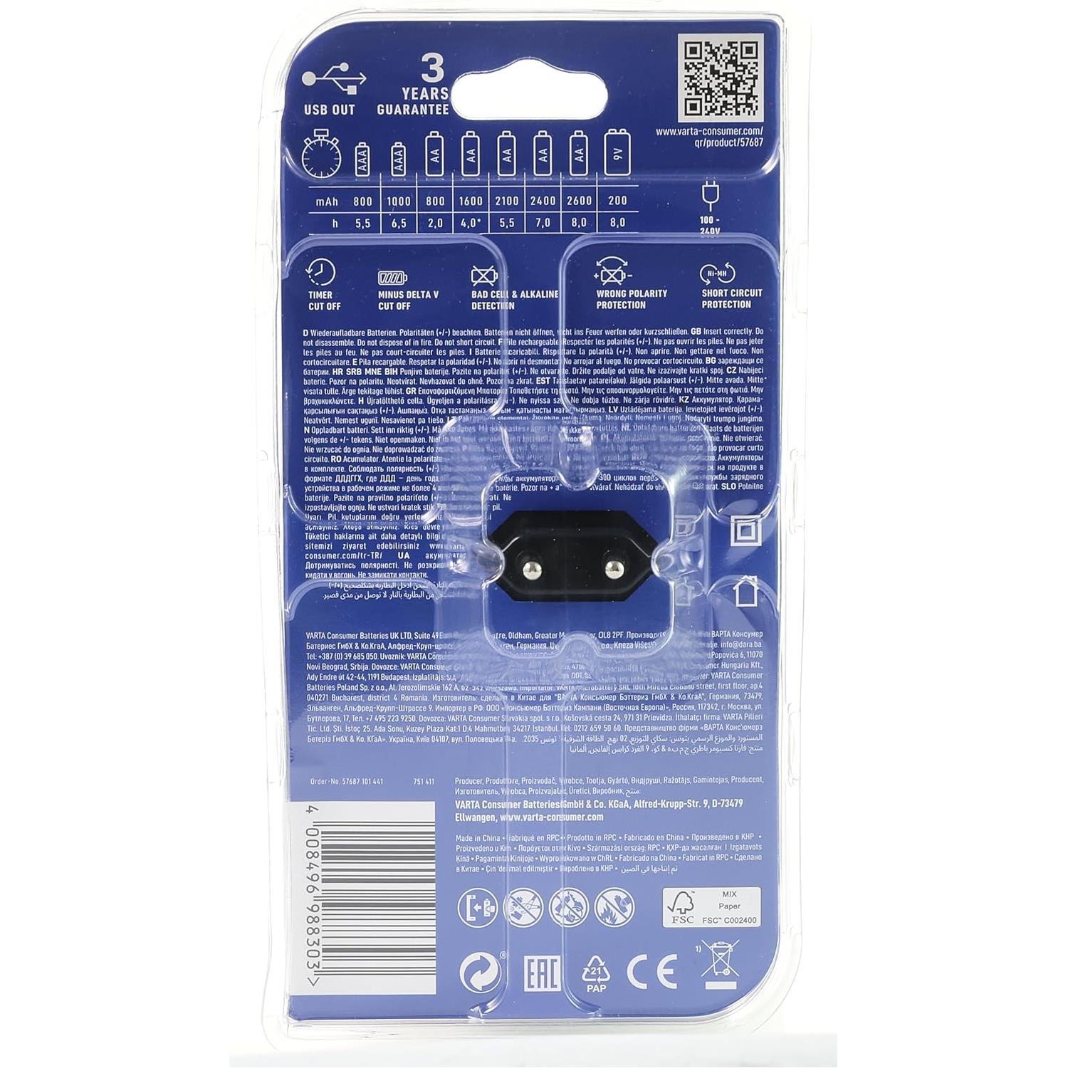 VartaVarta LCD Plug Charger Plus Şarj Cihazı + 4 x 2100 Mah AA Şarjlı Pil