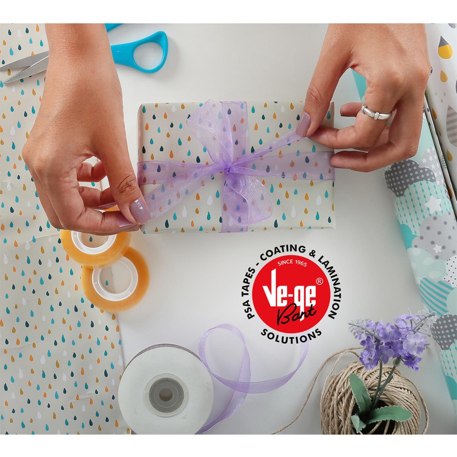 VE-GEVege 12x10 mt Selefon Bant(Cellulose Tape) 12 Adet Metal Tenekede