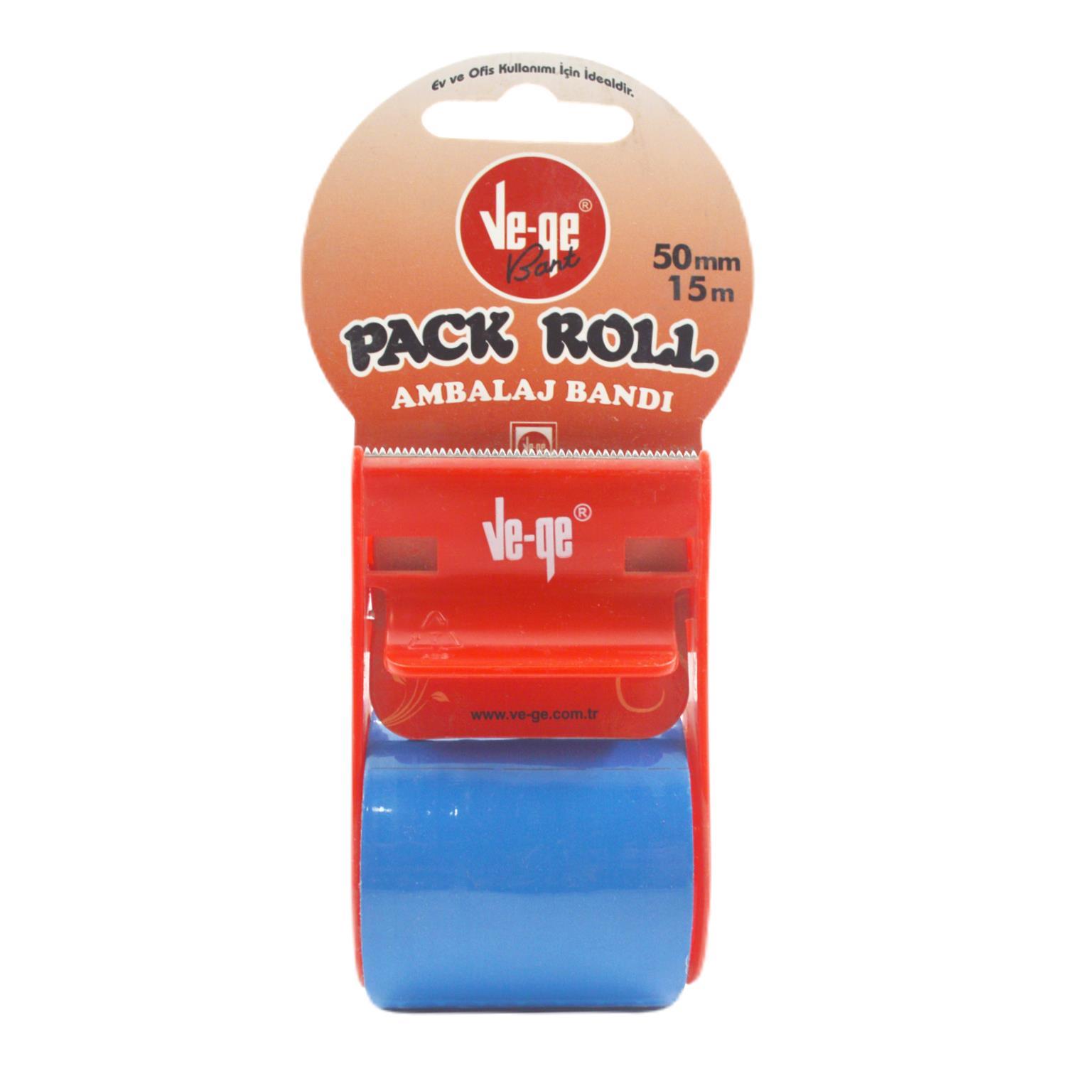 VE-GEVege Pack Roll Ambalaj Bandı 50 mm x 15 Metre Mavi