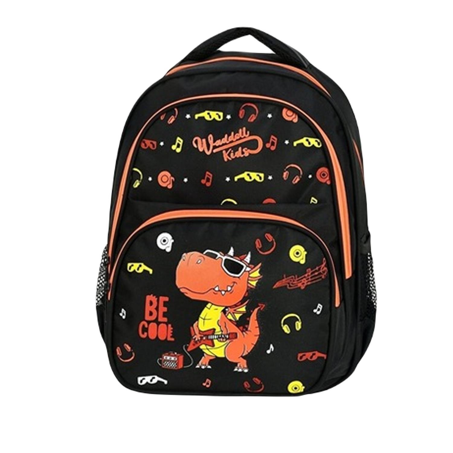 WaddellWaddell 3 Bölmeli Dinazor Desenli İlkokul Çantası ve Beslenme Çantası Turuncu 5048 