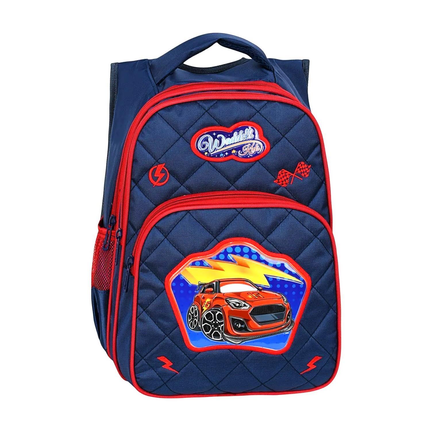 WaddellWaddell 3 Bölmeli İlkokul Çantası ve Beslenme Çantası Şimşek Yarış Arabası Lacivert 24007