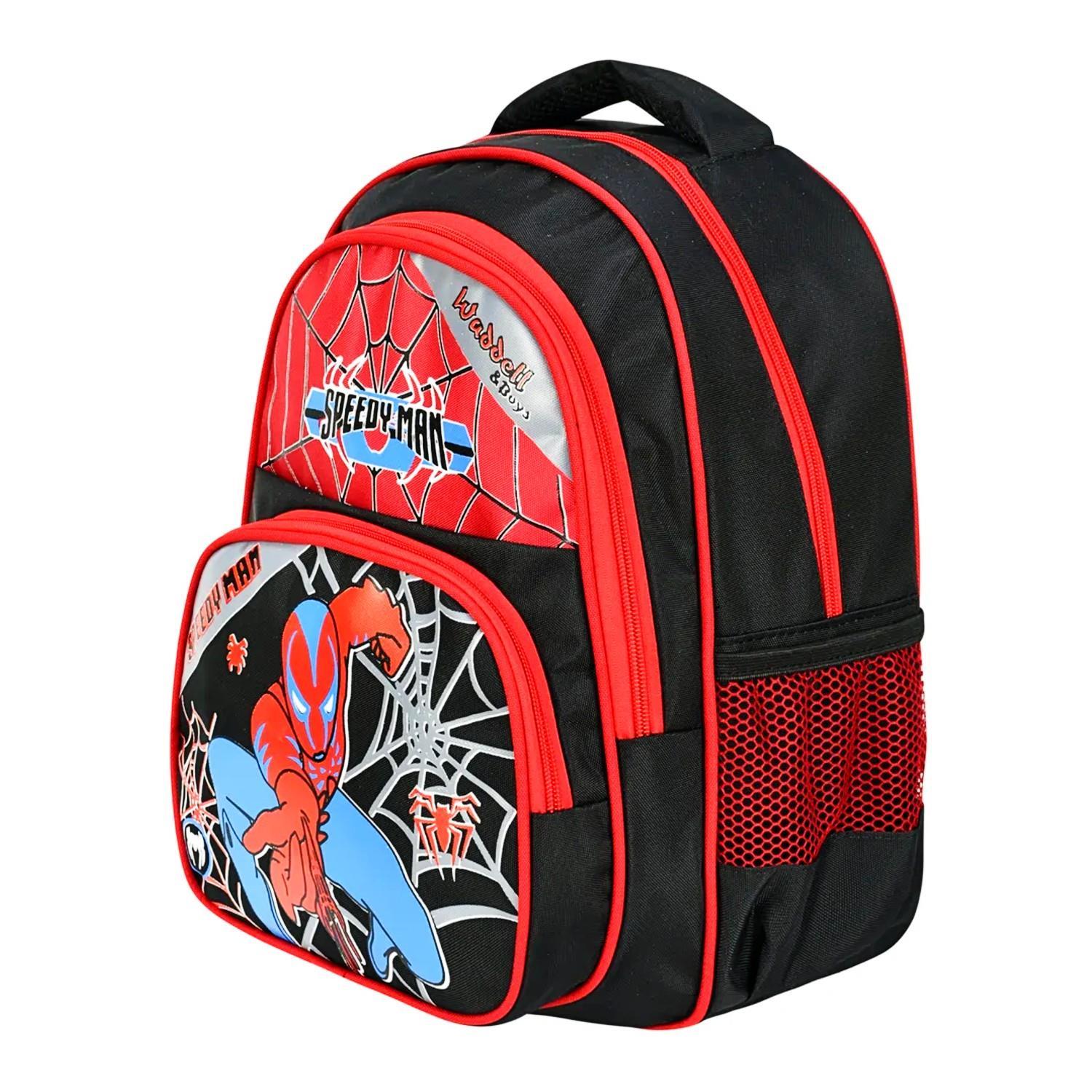 WaddellWaddell 3 Bölmeli İlkokul Çantası ve Beslenme Çantası Örümcek Kırmızı-Siyah 5013