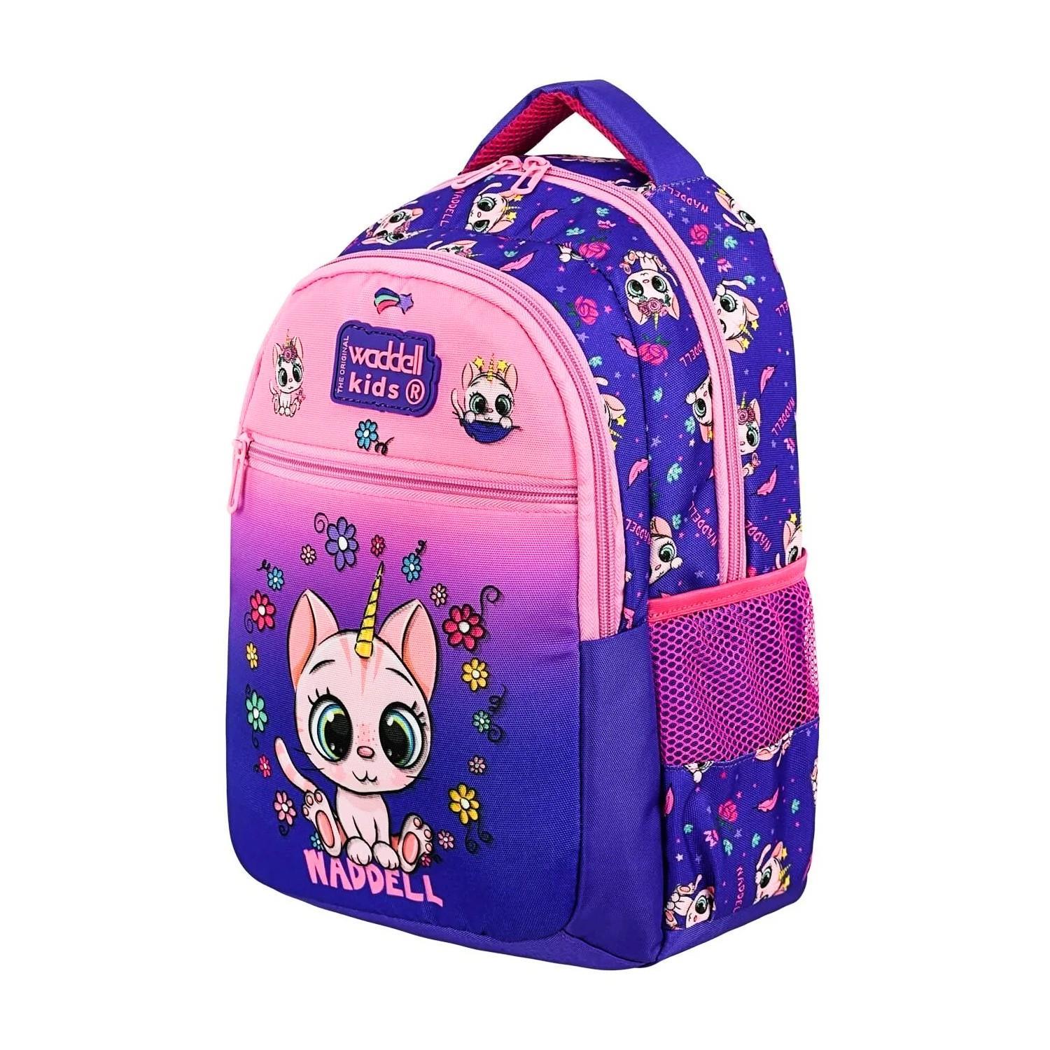 WaddellWaddell 3 Bölmeli İlkokul Çantası ve Beslenme Çantası Kedi Pembe-Mor 24304