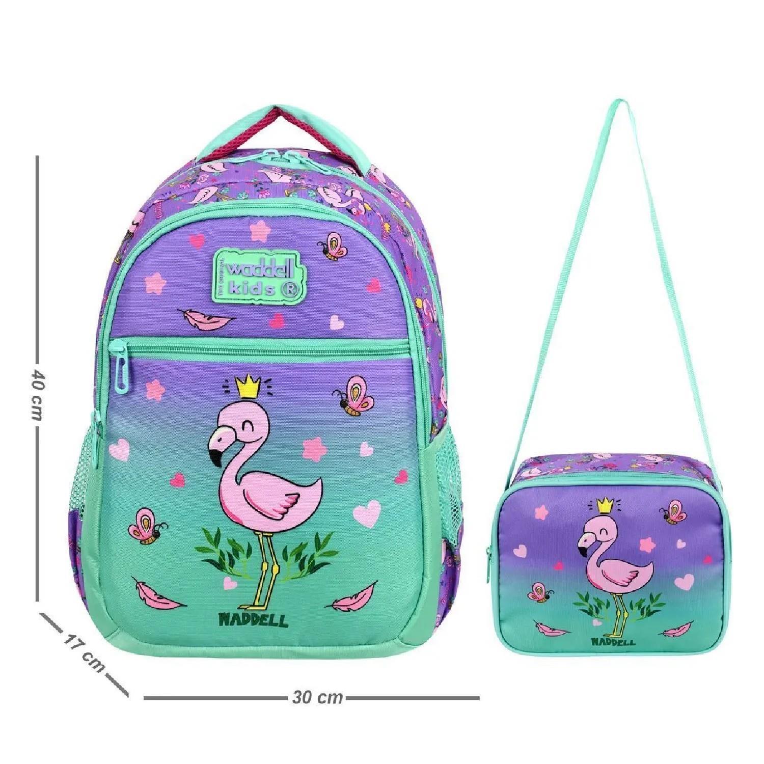 WaddellWaddell 3 Bölmeli İlkokul Çantası ve Beslenme Çantası Flamingo Lila-Su Yeşili 24302