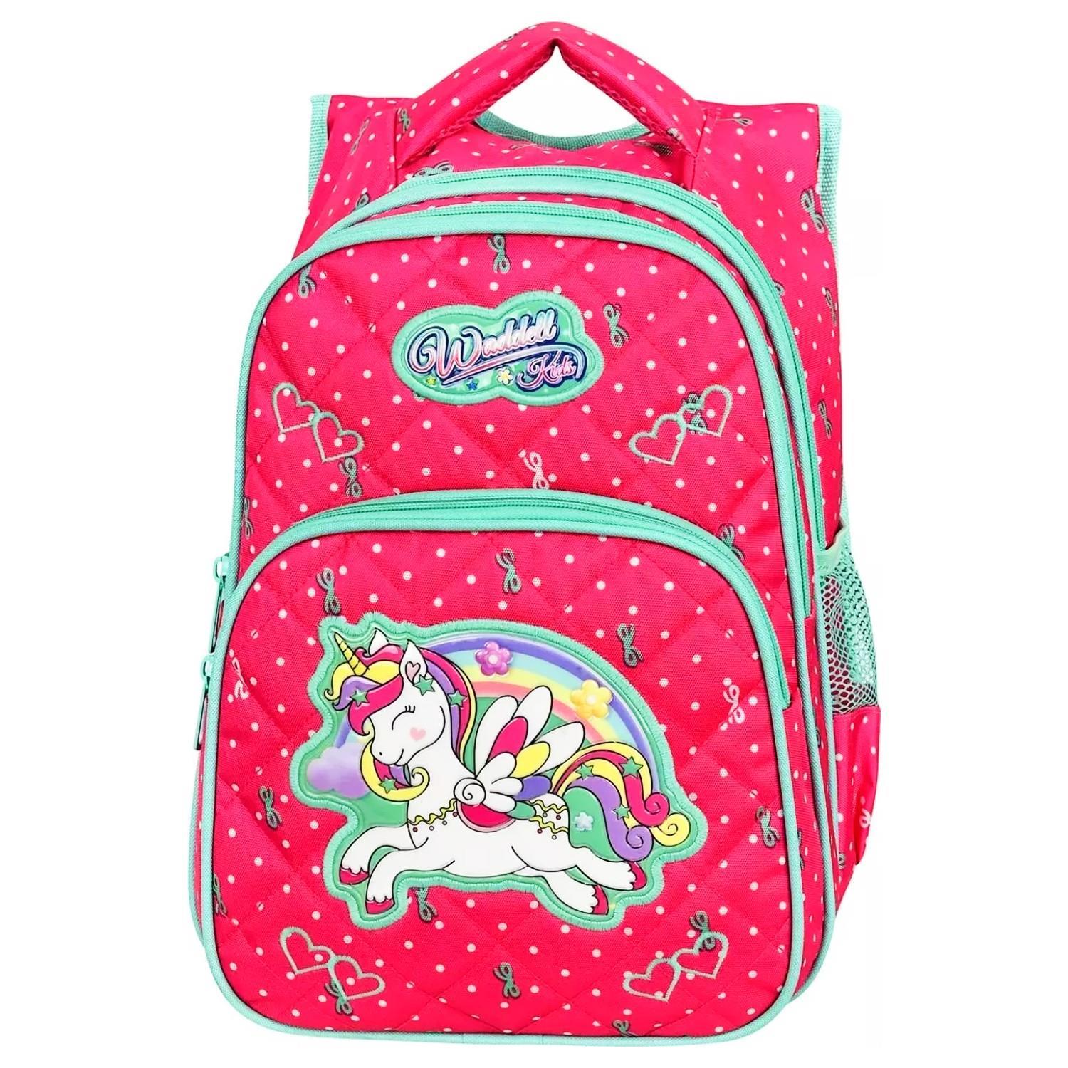 WaddellWaddell 3 Bölmeli İlkokul Çantası ve Beslenme Çantası Unicorn Benekli Pembe 24005