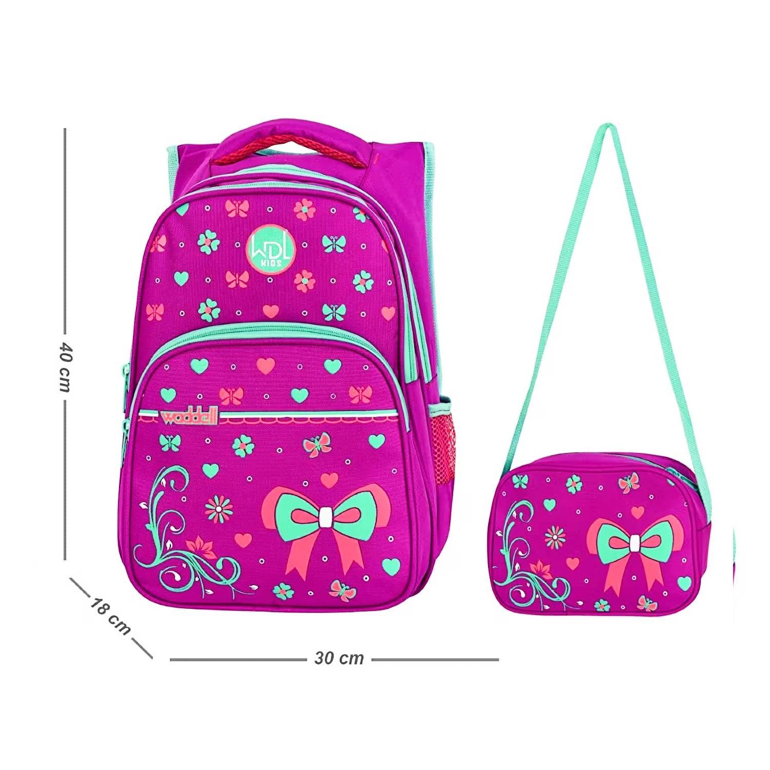 WaddellWaddell 3 Bölmeli İlkokul Çantası ve Beslenme Çantası Kurdela Pembe 3026