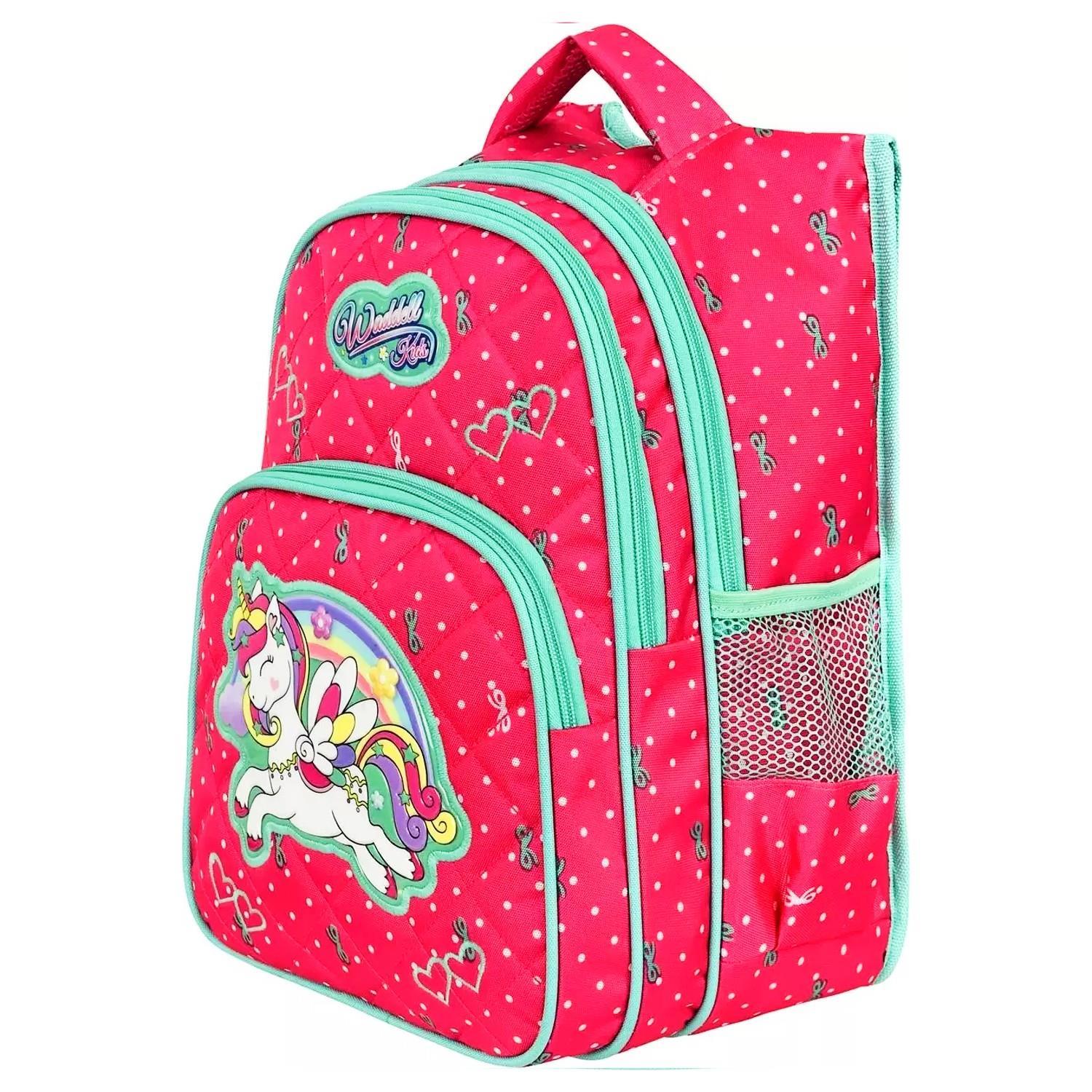 WaddellWaddell 3 Bölmeli İlkokul Çantası ve Beslenme Çantası Unicorn Benekli Pembe 24005
