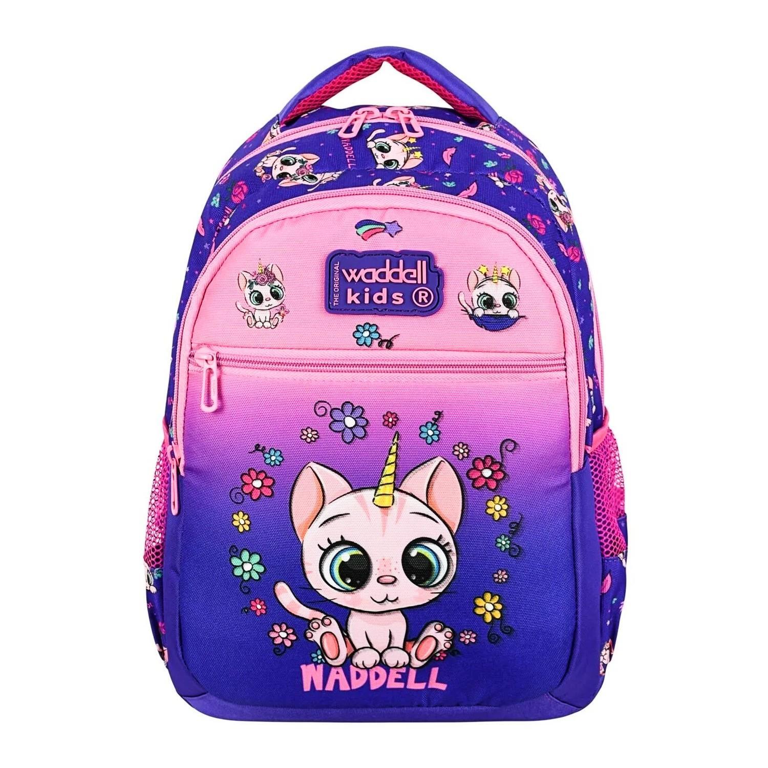 WaddellWaddell 3 Bölmeli İlkokul Çantası ve Beslenme Çantası Kedi Pembe-Mor 24304