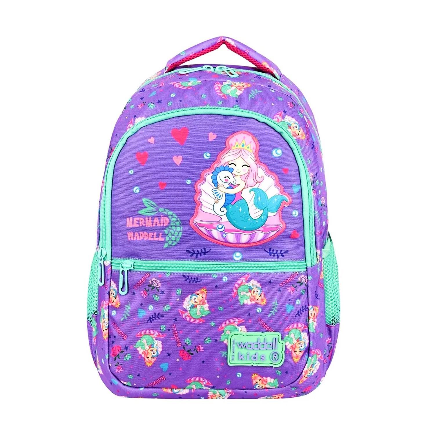 WaddellWaddell 3 Bölmeli İlkokul Çantası ve Beslenme Çantası Deniz Kızı Mor-Yeşil 24204