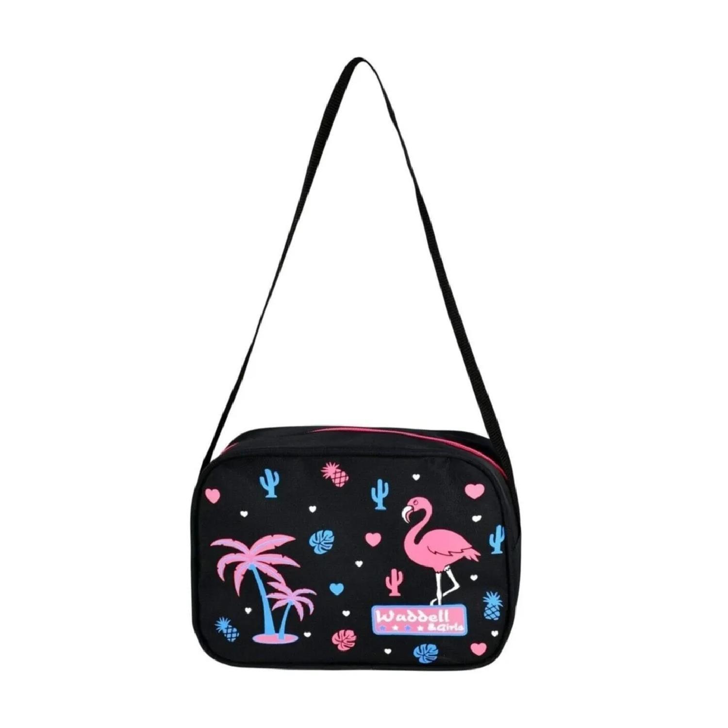 WaddellWaddell 3 Bölmeli İlkokul ve Beslenme Çantası Flamingo Siyah-Pembe 3001 