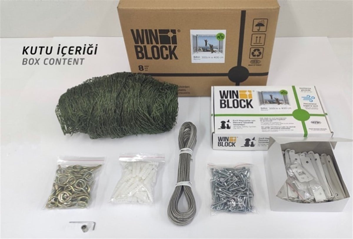 Winblock Pets Balkonlar için Kedi Güvenli Ağı 150cm x 200cm