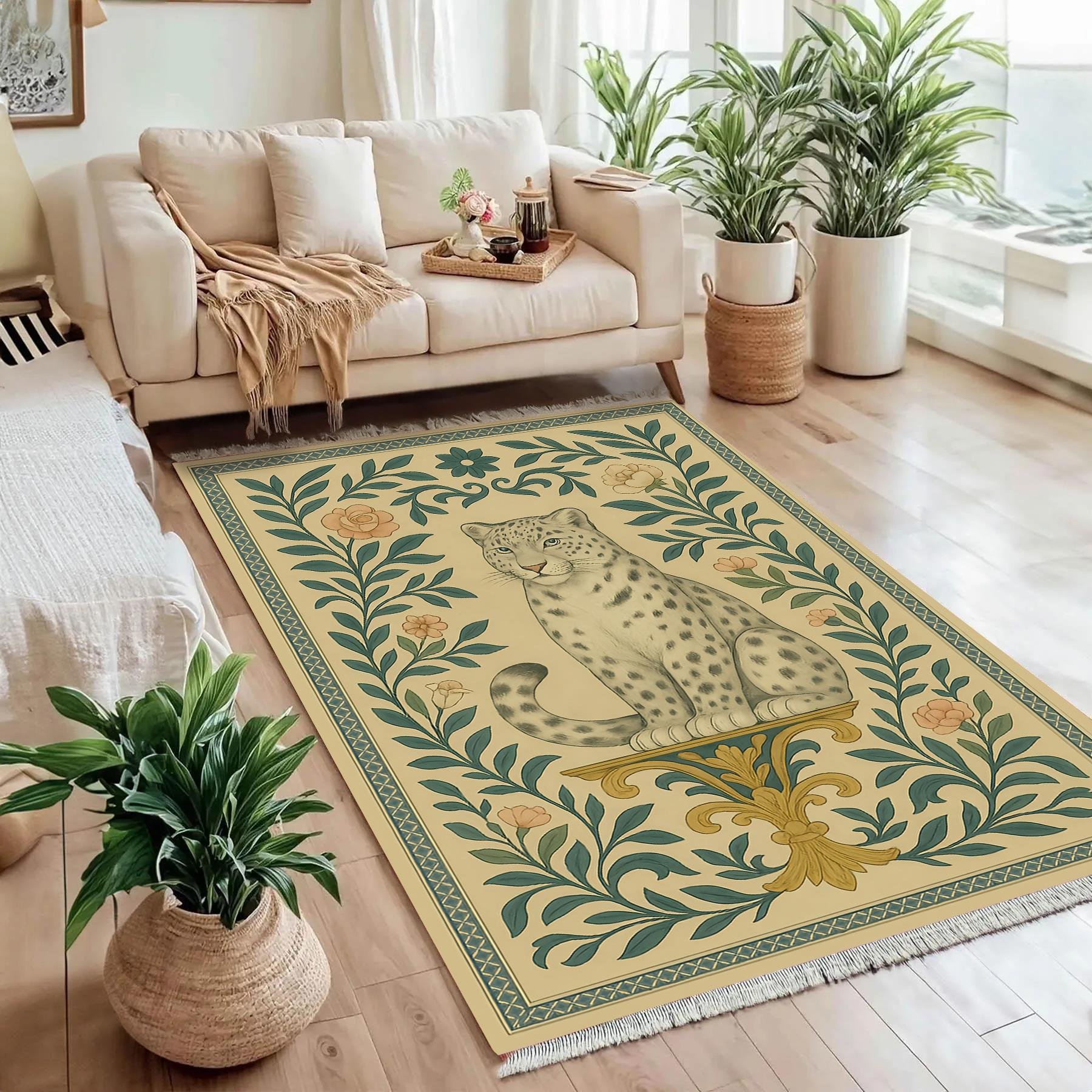 Antik Leopar Vintage Dokuma Taban Halı 373 YNGMarkaev