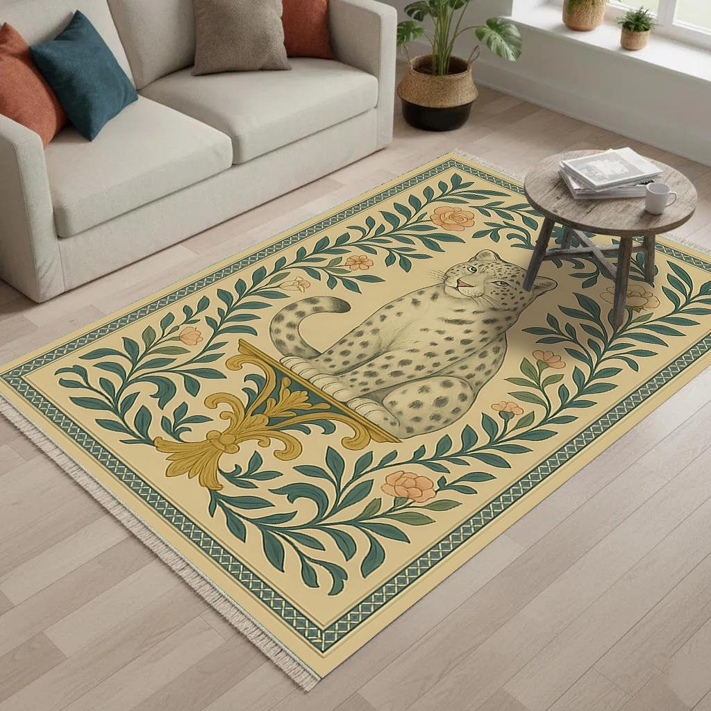 Antik Leopar Vintage Dokuma Taban Halı 373 YNGMarkaev