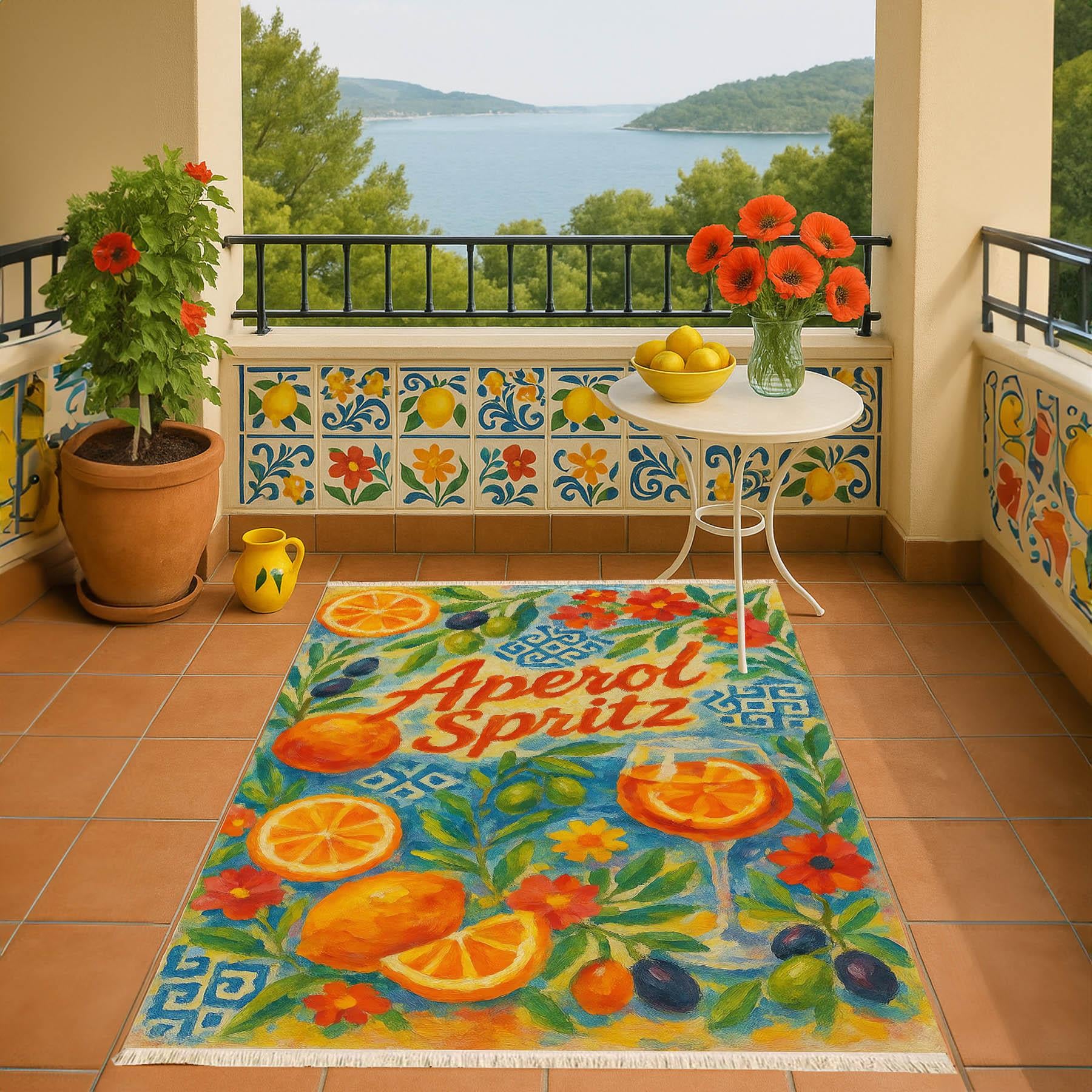 Aperol Spritz Halı Baskılı Dokuma Taban Halı 296 YNGMarkaev