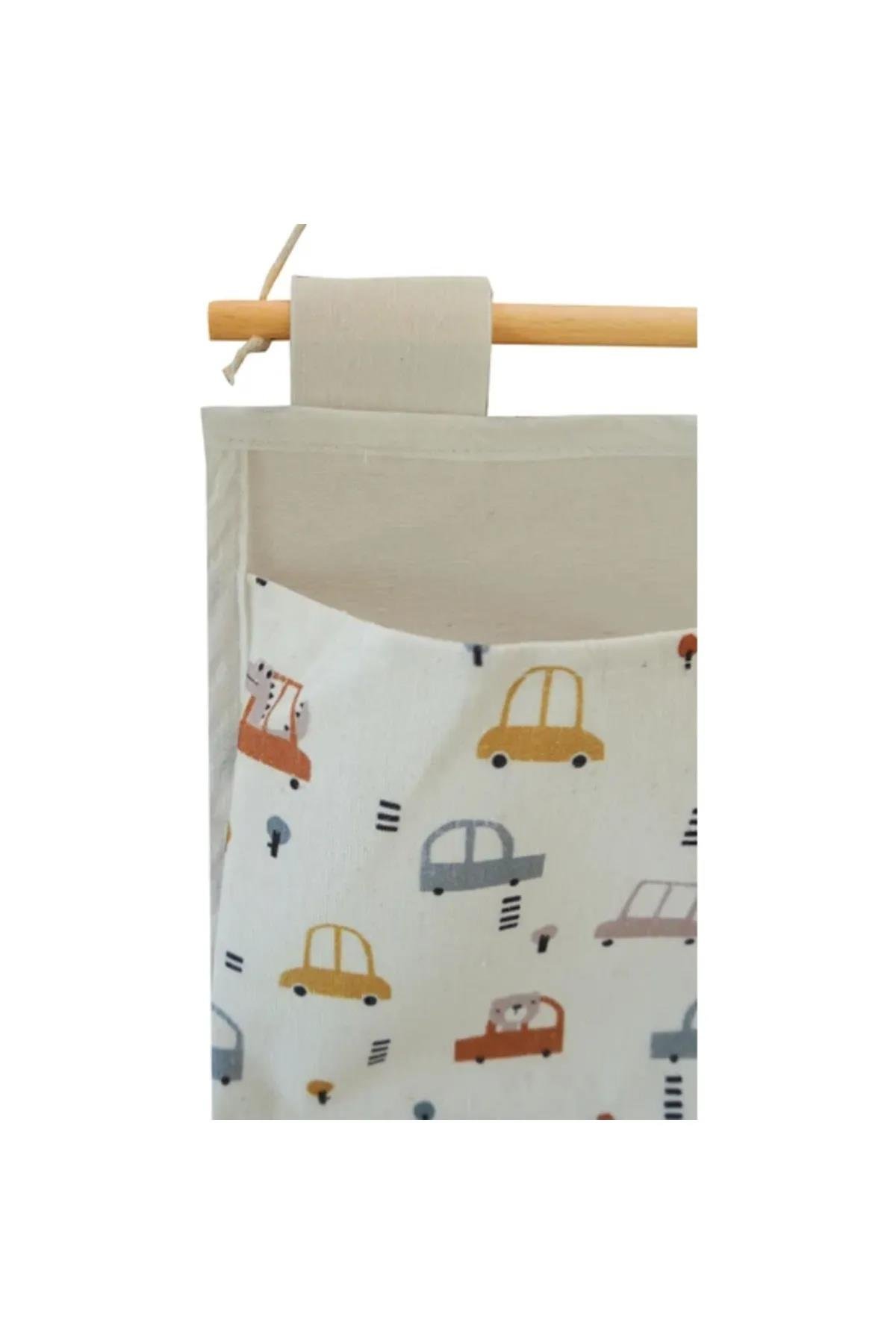 Araba Desenli Askılı Üçlü Organizer 55x20Markaev