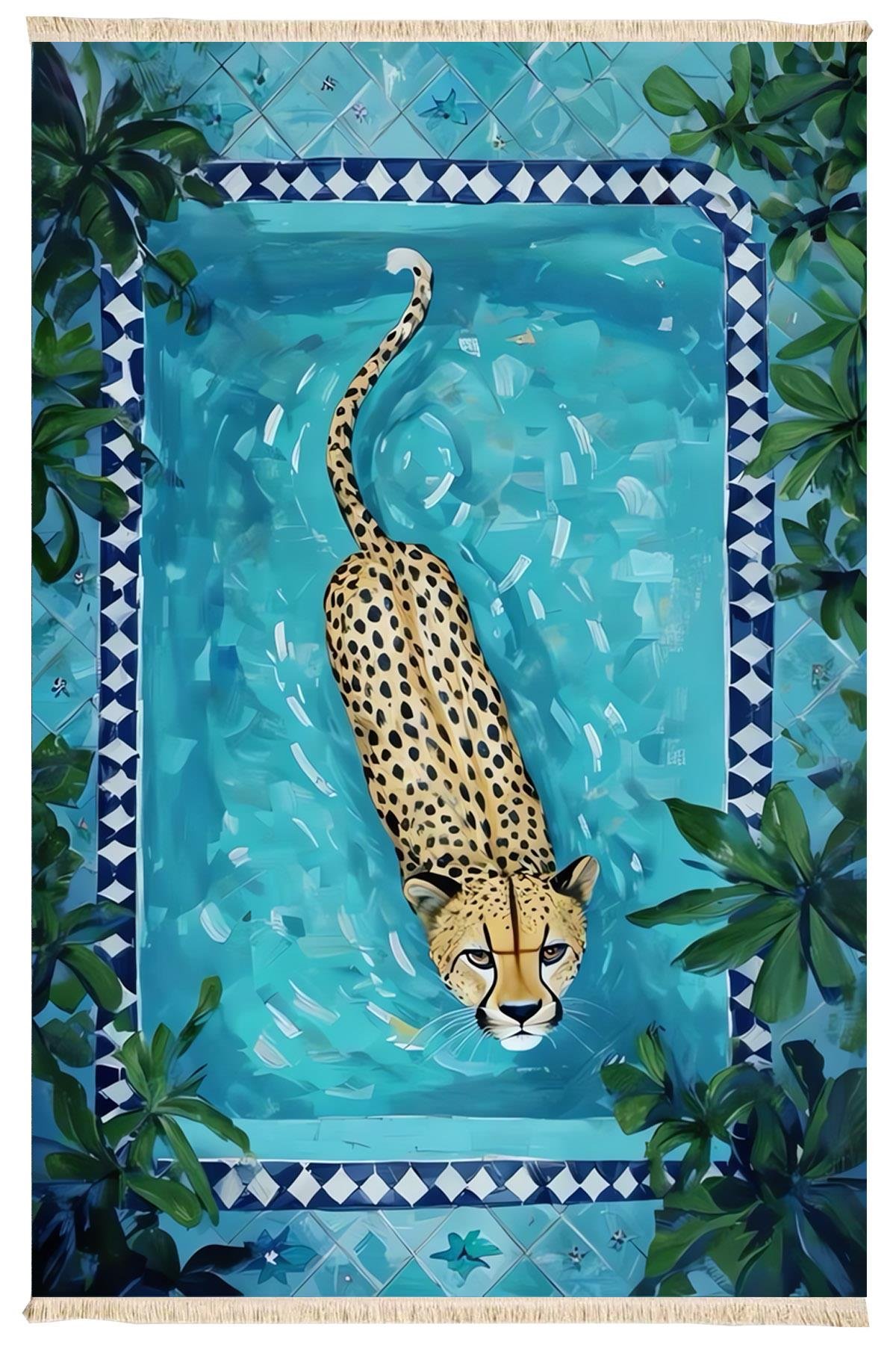 Cheetah Baskılı Dokuma Taban Halı 221 YNGMarkaev