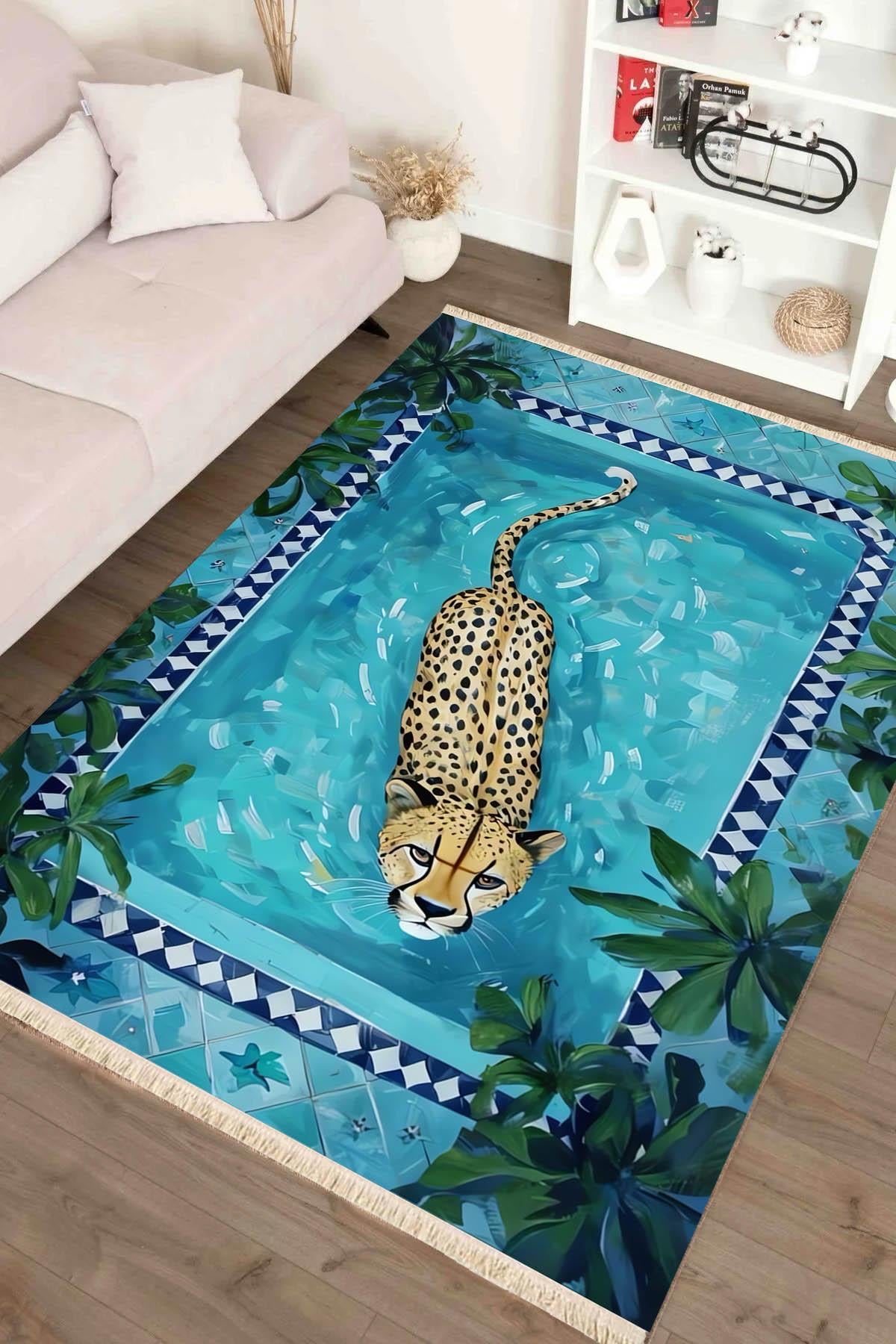 Cheetah Baskılı Dokuma Taban Halı 221 YNGMarkaev