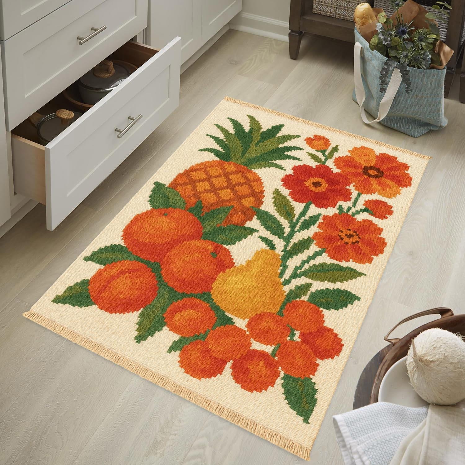 Fruit Baskılı Dokuma Taban Halı 245 YNGMarkaev