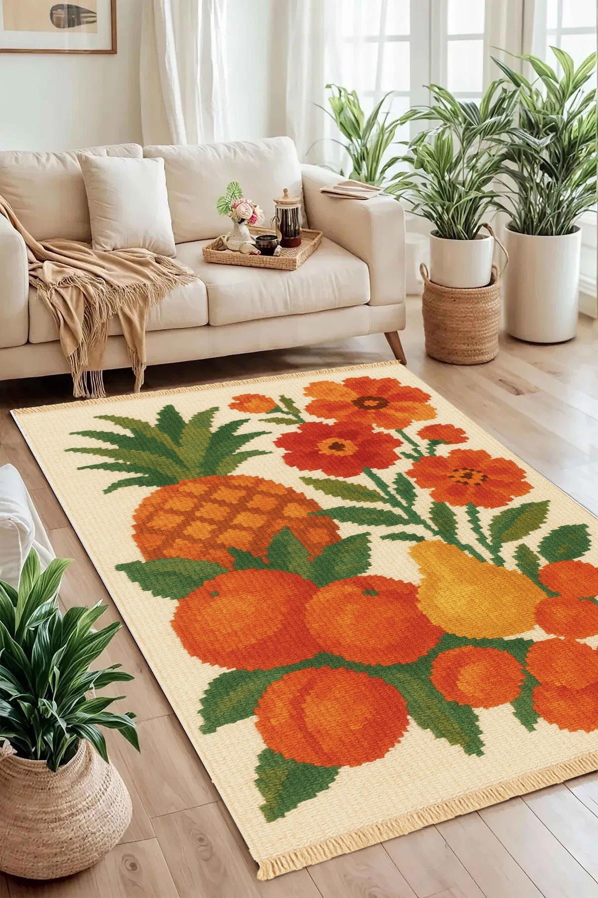 Fruit Baskılı Dokuma Taban Halı 245 YNGMarkaev