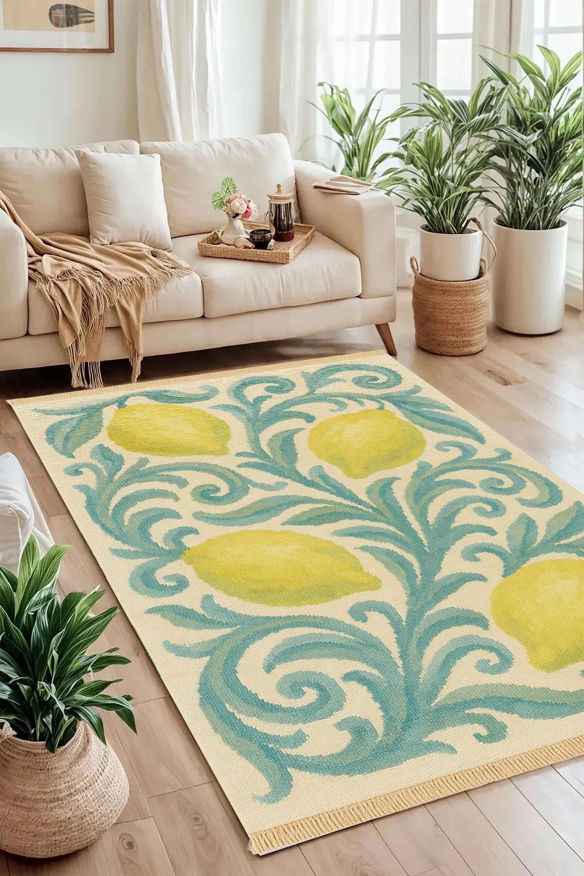 Lemon Baskılı Dokuma Taban Halı 251 YNGMarkaev