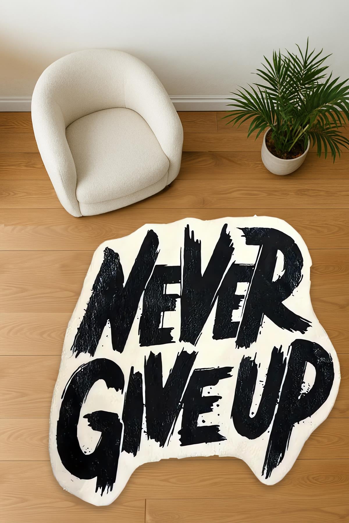 Never Give Up Baskılı Dokuma Taban Halı 202 YNGMarkaev