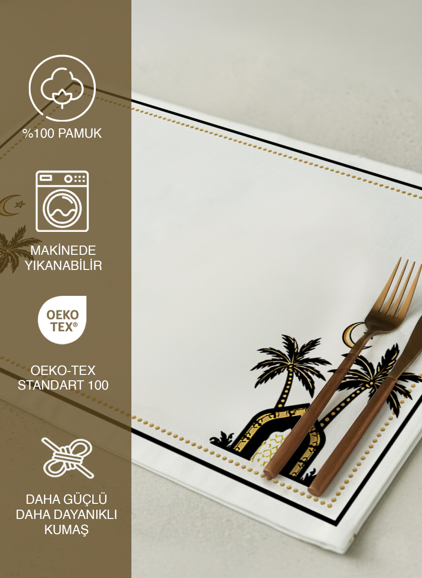 Palm Ramadan Pamuklu 4'lü Amerikan Servis TakımıMarkaev