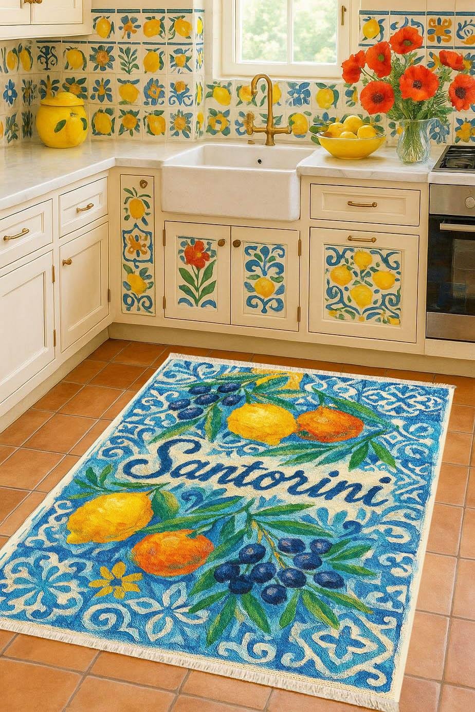 Santorini Baskılı Dokuma Taban Halı 261 YNGMarkaev