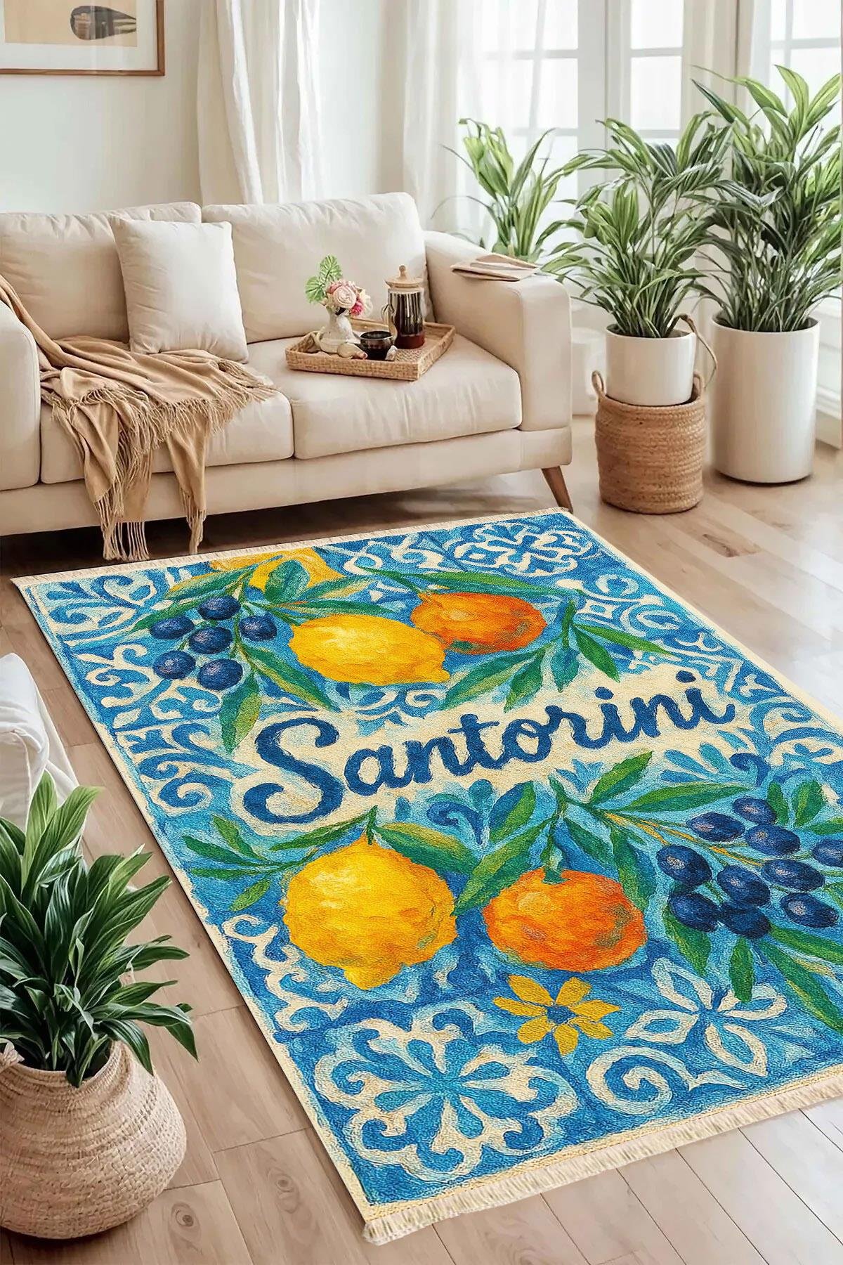 Santorini Baskılı Dokuma Taban Halı 261 YNGMarkaev