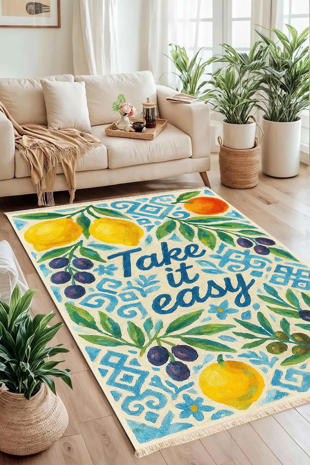 Take it Easy Baskılı Dokuma Taban Halı 259 YNGMarkaev