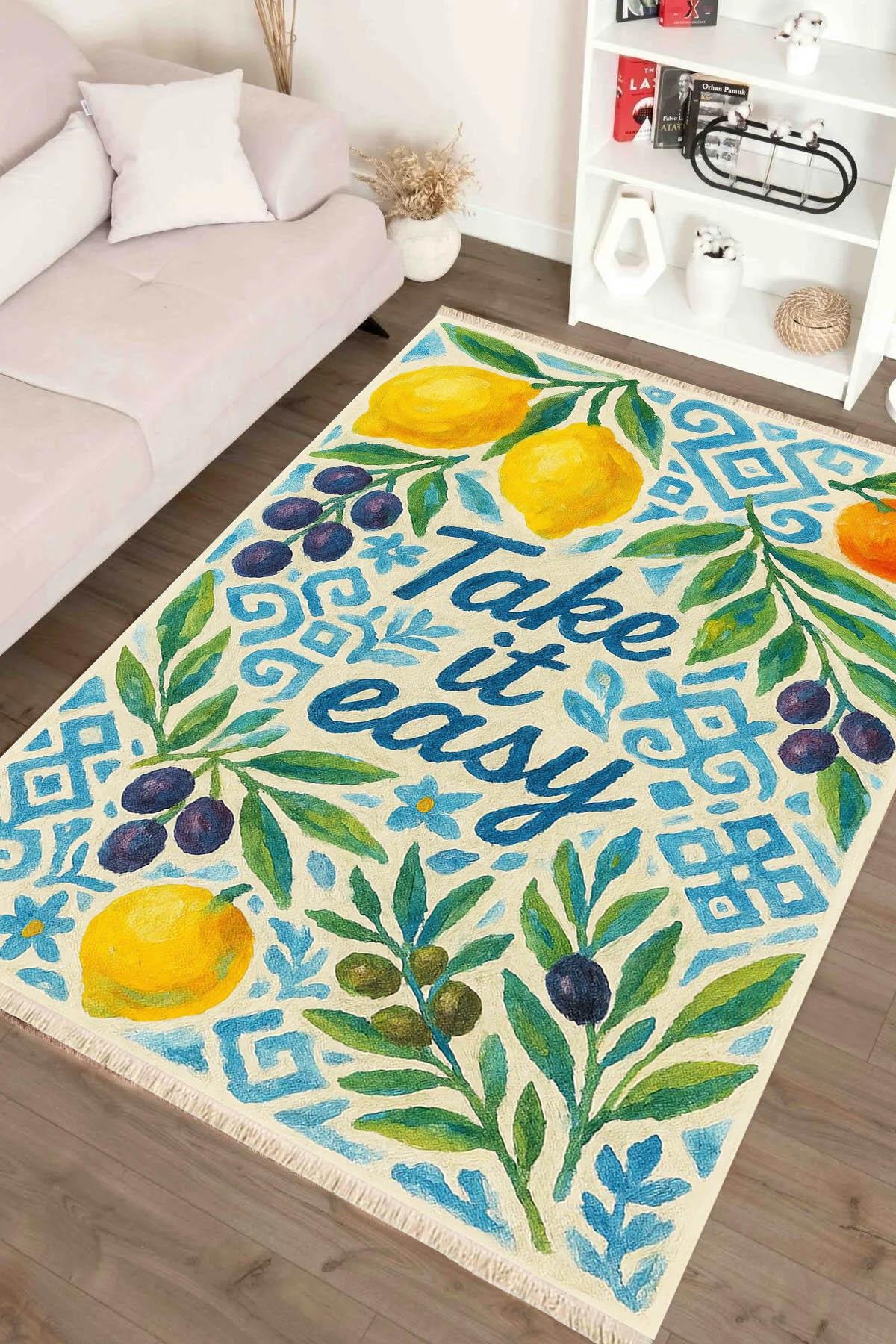 Take it Easy Baskılı Dokuma Taban Halı 259 YNGMarkaev